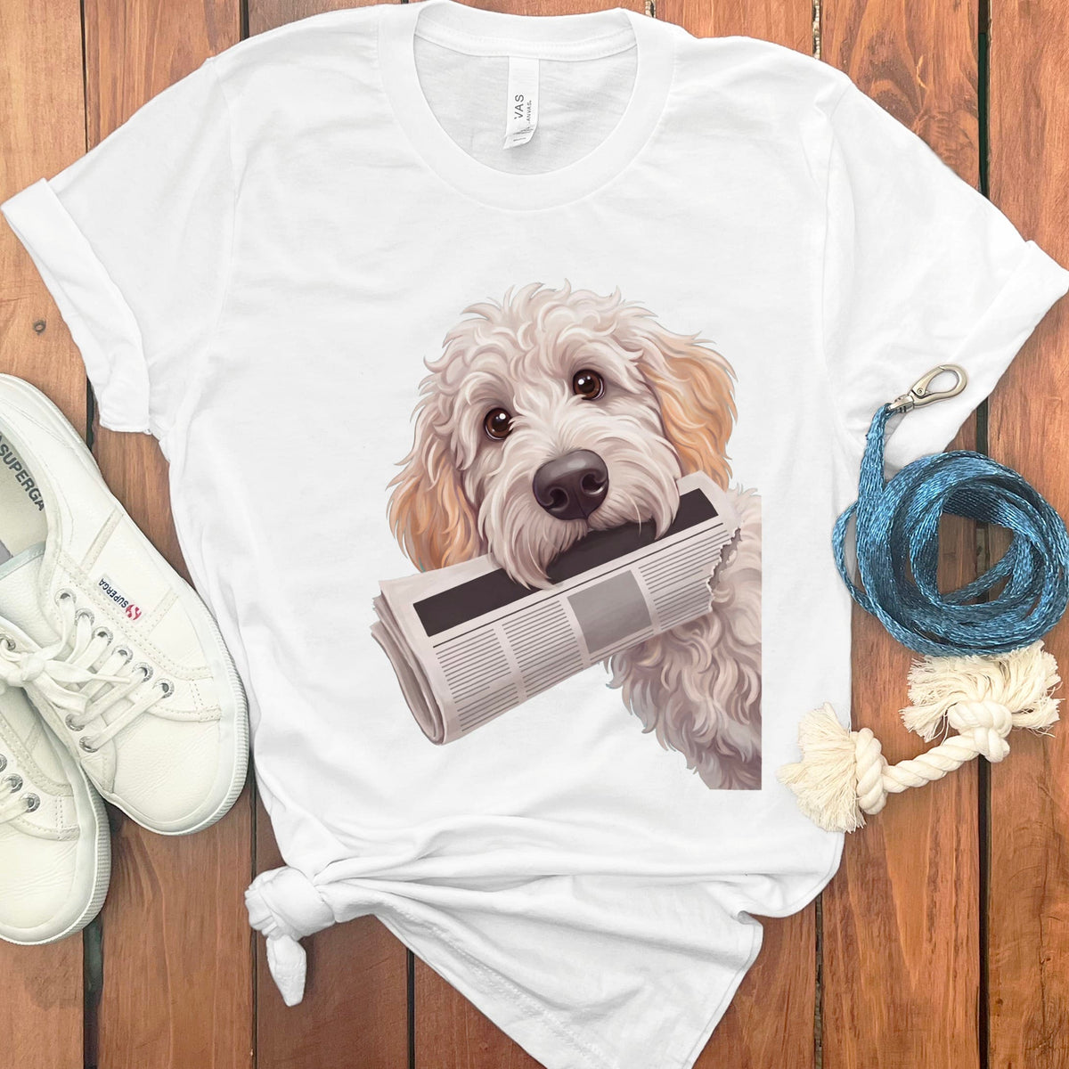 Maltipoo Newspaper T-Shirt in White / S by Puppy Jo