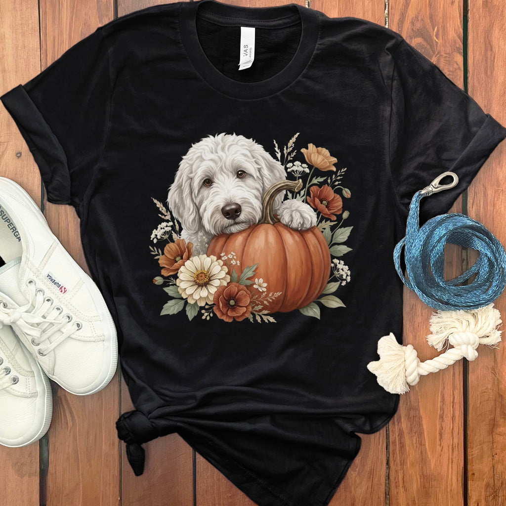 Maltipoo Pumpkin Hug T-Shirt in Black / S by Puppy Jo