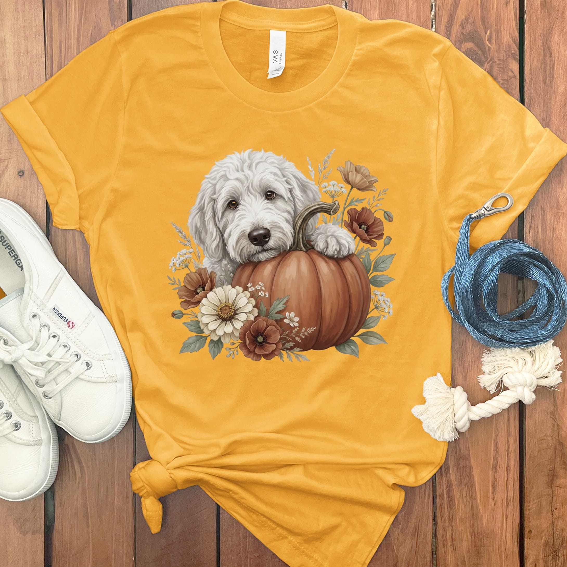 Maltipoo Pumpkin Hug T-Shirt in Gold / S by Puppy Jo