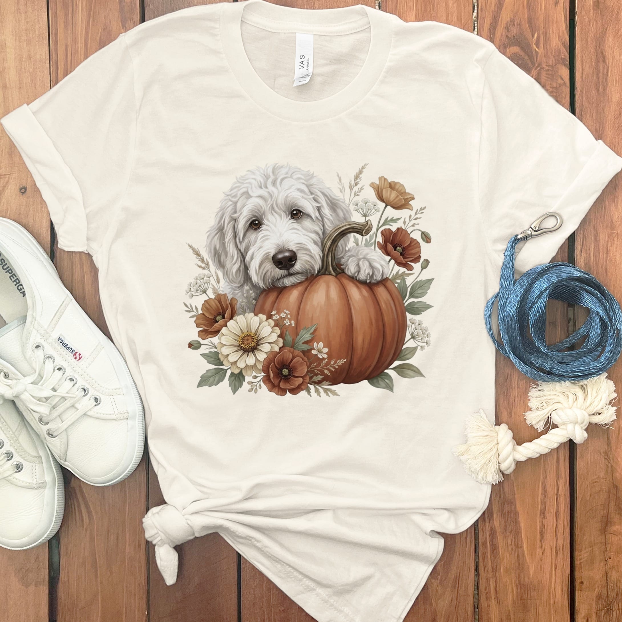 Maltipoo Pumpkin Hug T-Shirt in Natural / S by Puppy Jo