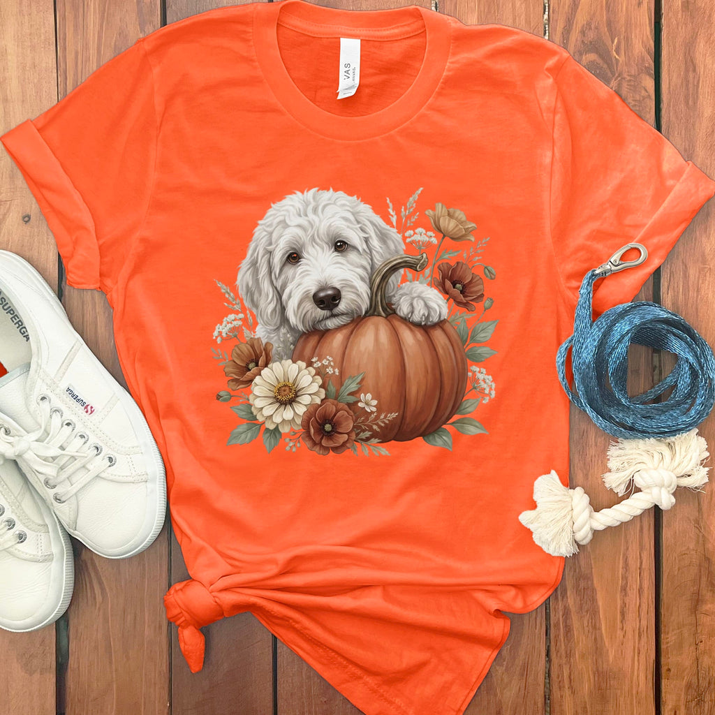 Maltipoo Pumpkin Hug T-Shirt in Orange / S by Puppy Jo