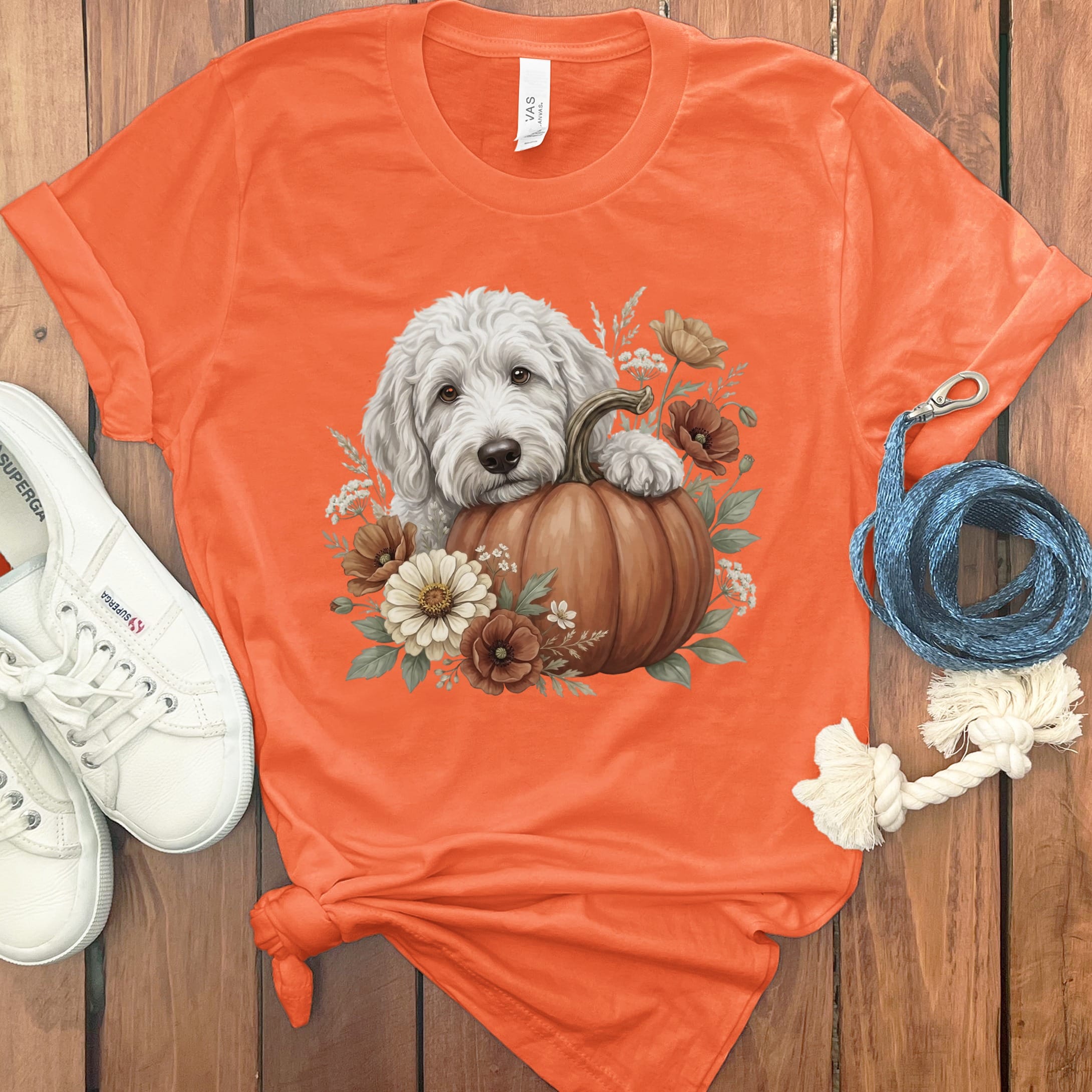 Maltipoo Pumpkin Hug T-Shirt in Orange / S by Puppy Jo