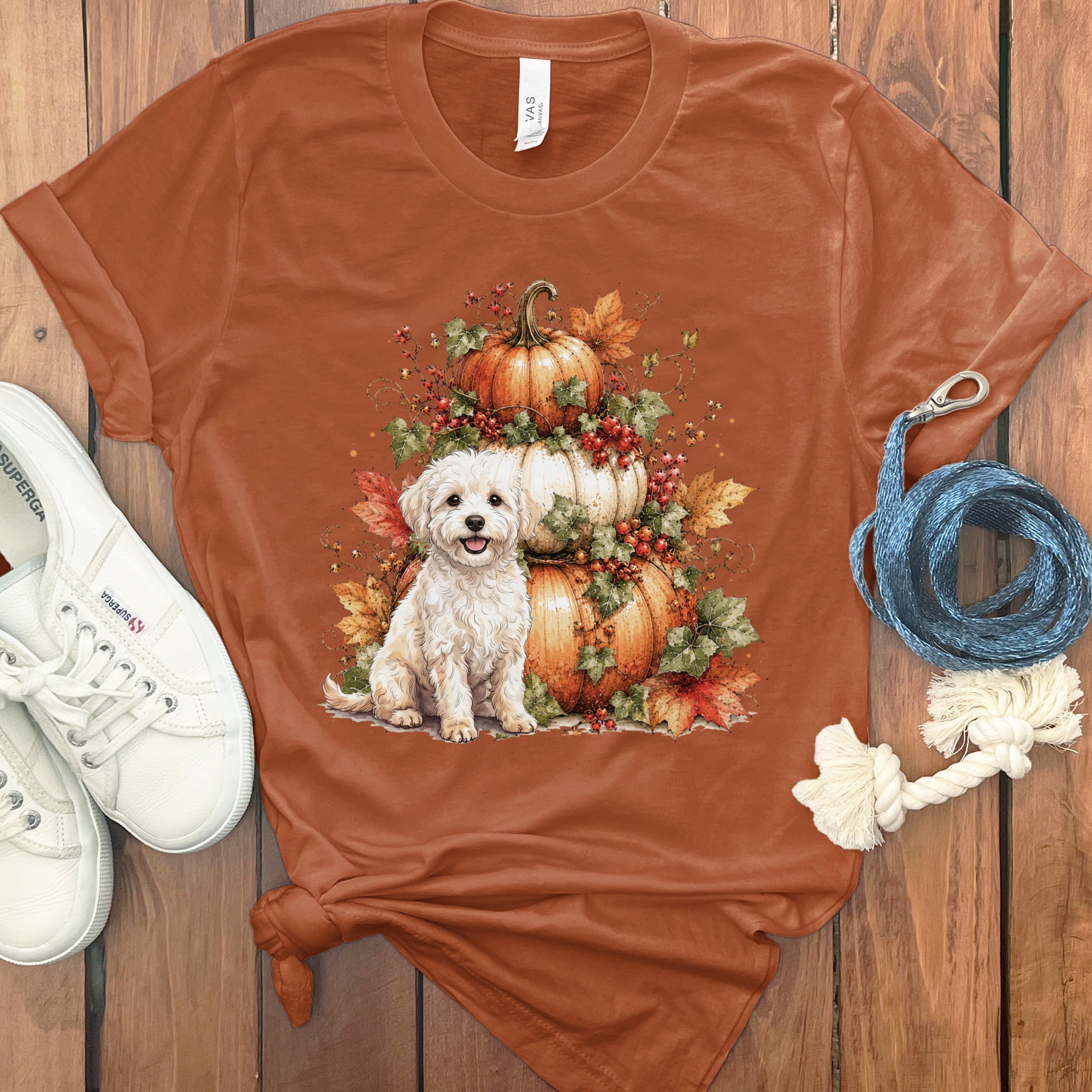 Maltipoo Pumpkin Ivy T-Shirt in Autumn / S by Puppy Jo