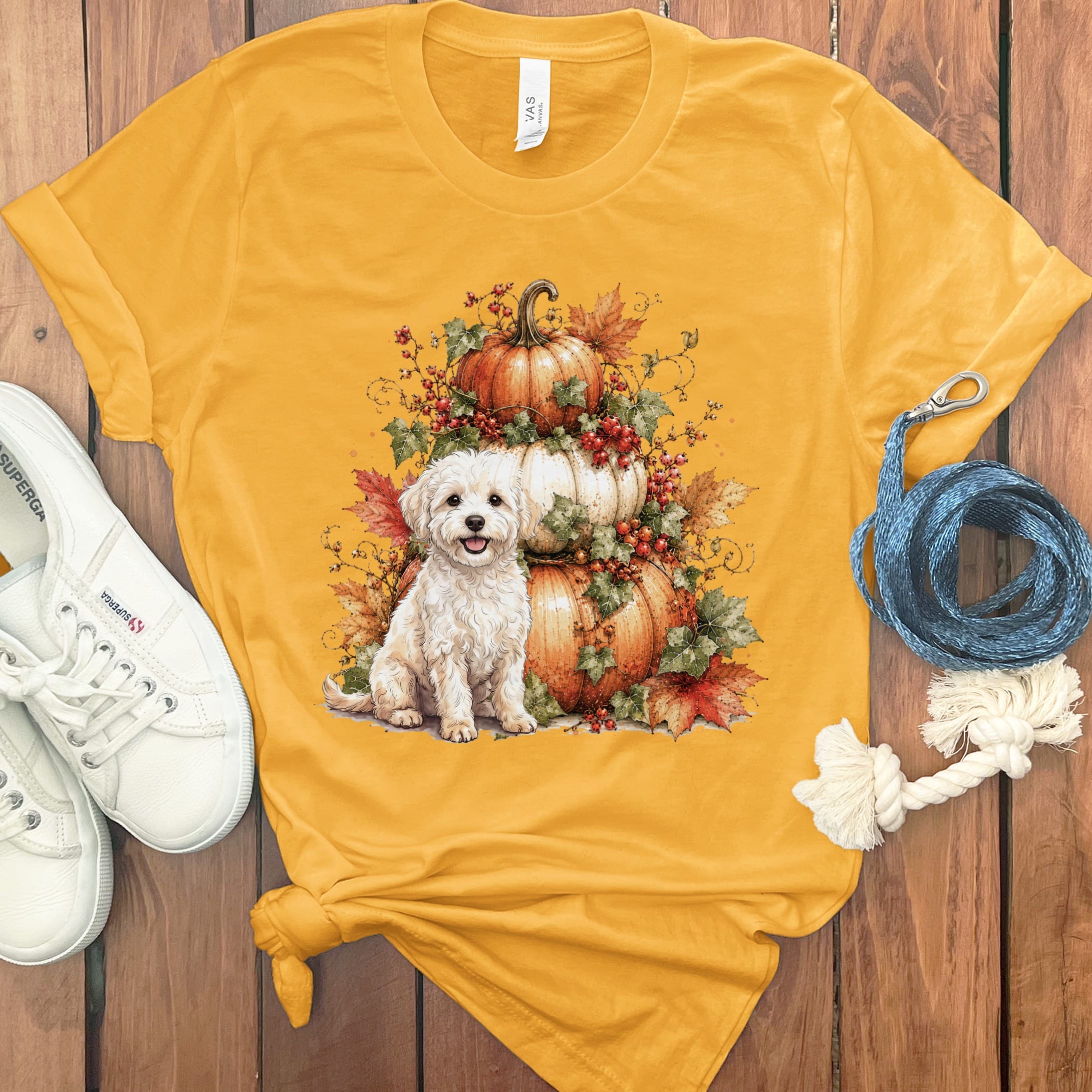 Maltipoo Pumpkin Ivy T-Shirt in Gold / S by Puppy Jo