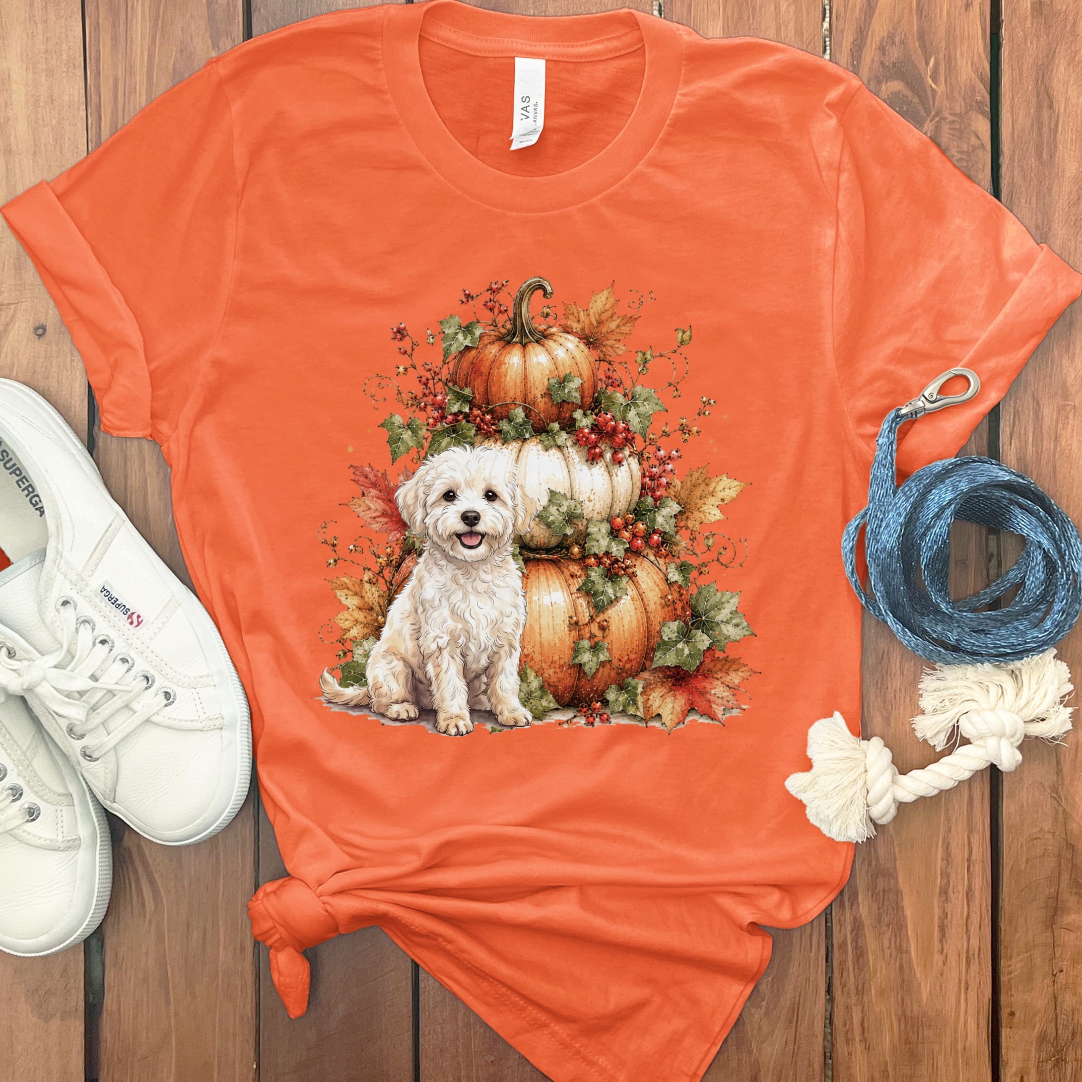 Maltipoo Pumpkin Ivy T-Shirt in Orange / S by Puppy Jo