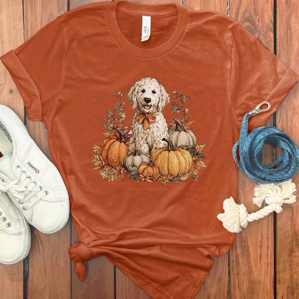 Maltipoo Pumpkin Time T-Shirt in Autumn / S by Puppy Jo