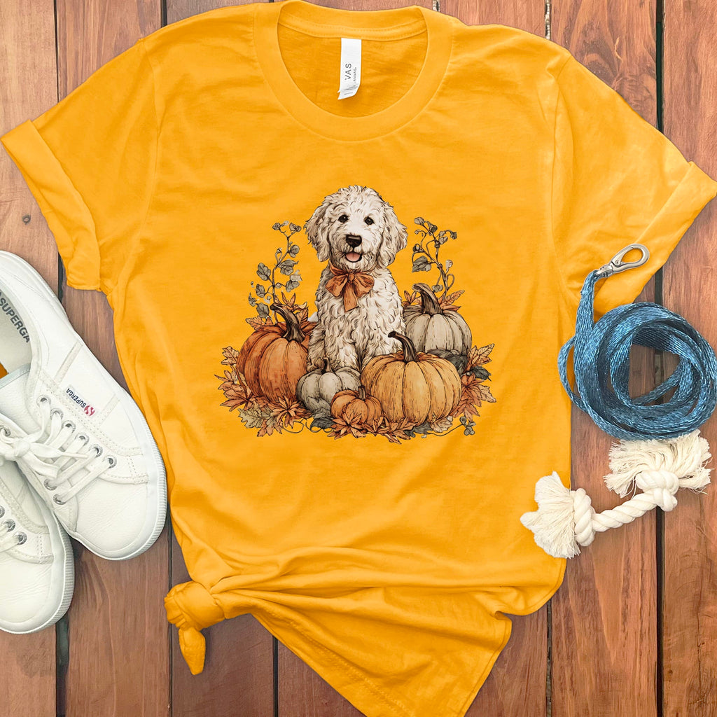 Maltipoo Pumpkin Time T-Shirt in Gold / S by Puppy Jo