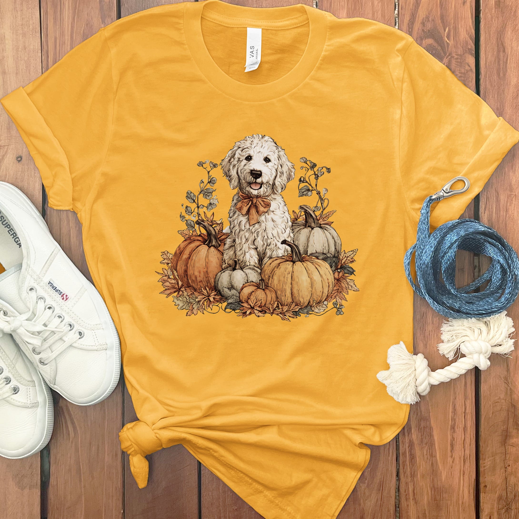 Maltipoo Pumpkin Time T-Shirt in Gold / S by Puppy Jo
