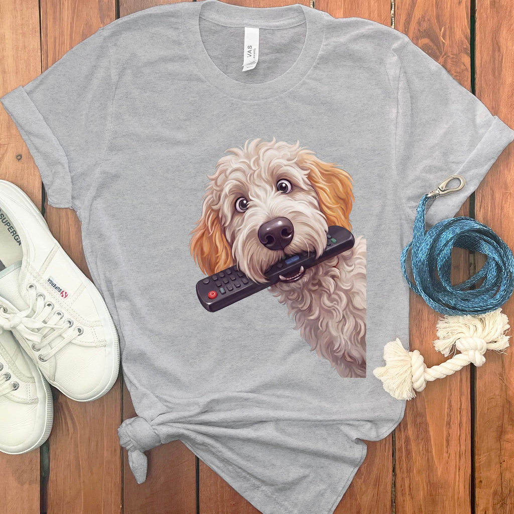 Maltipoo Remote T-Shirt in Athletic Heather / S by Puppy Jo