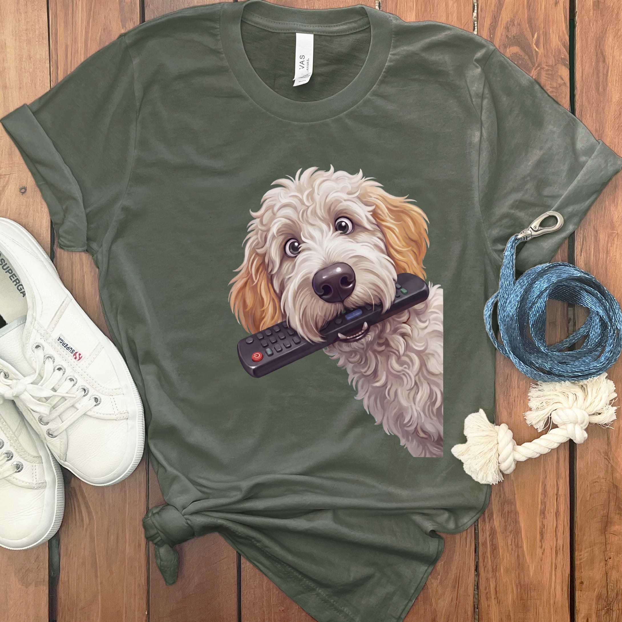 Maltipoo Remote T-Shirt in Military Green / S by Puppy Jo