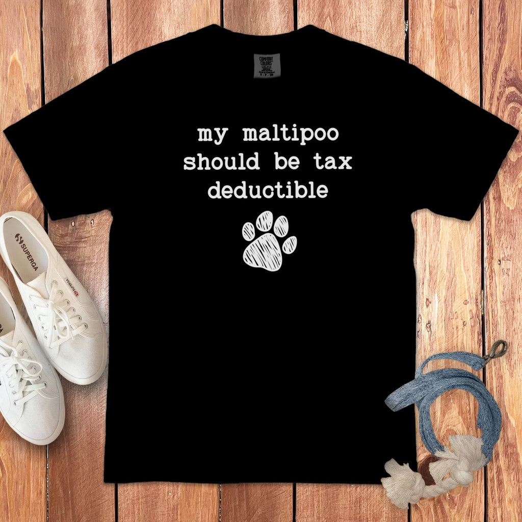Maltipoo Tax Signature T-Shirt in Black / S by Puppy Jo