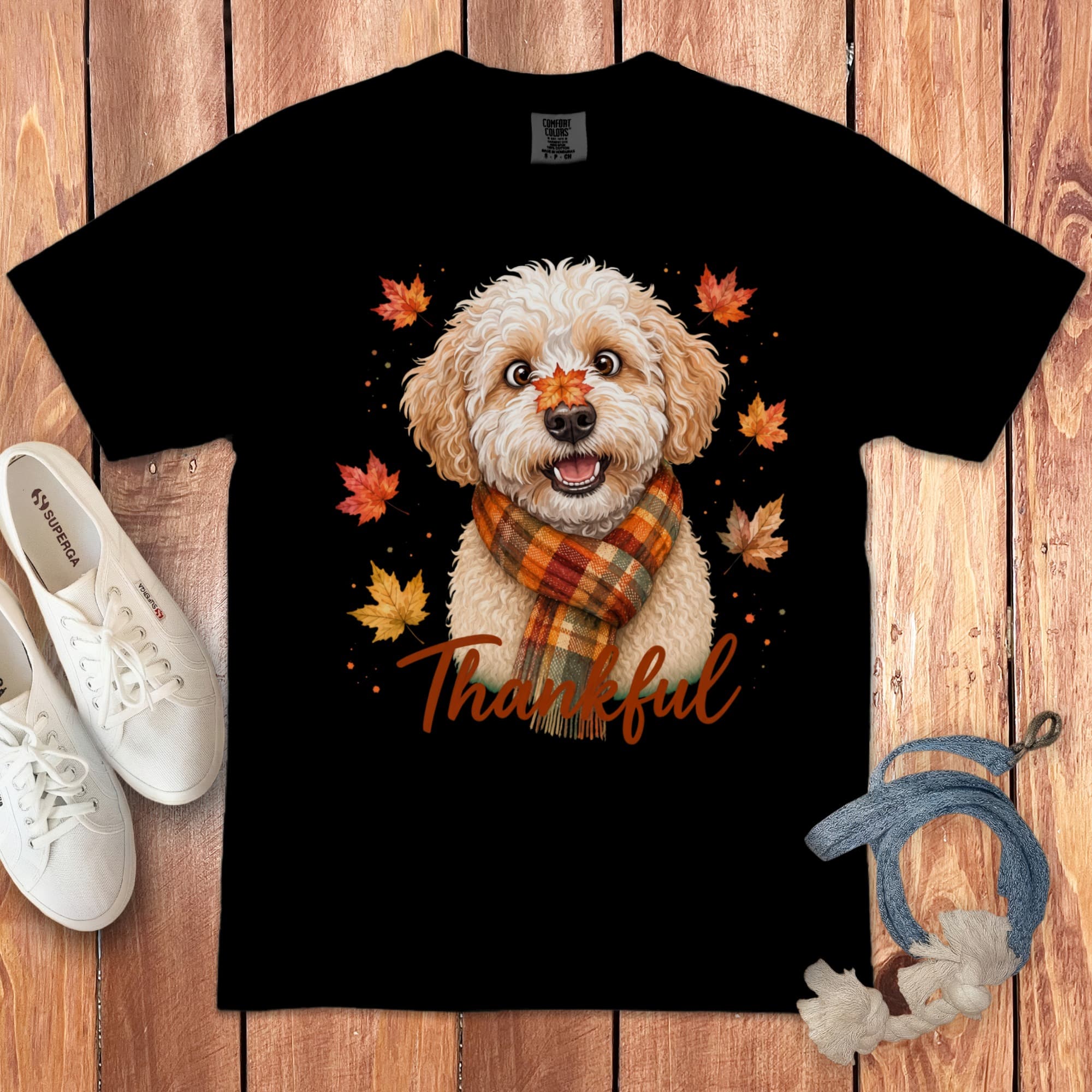 Maltipoo Thankful Signature T-Shirt in Black / S by Puppy Jo