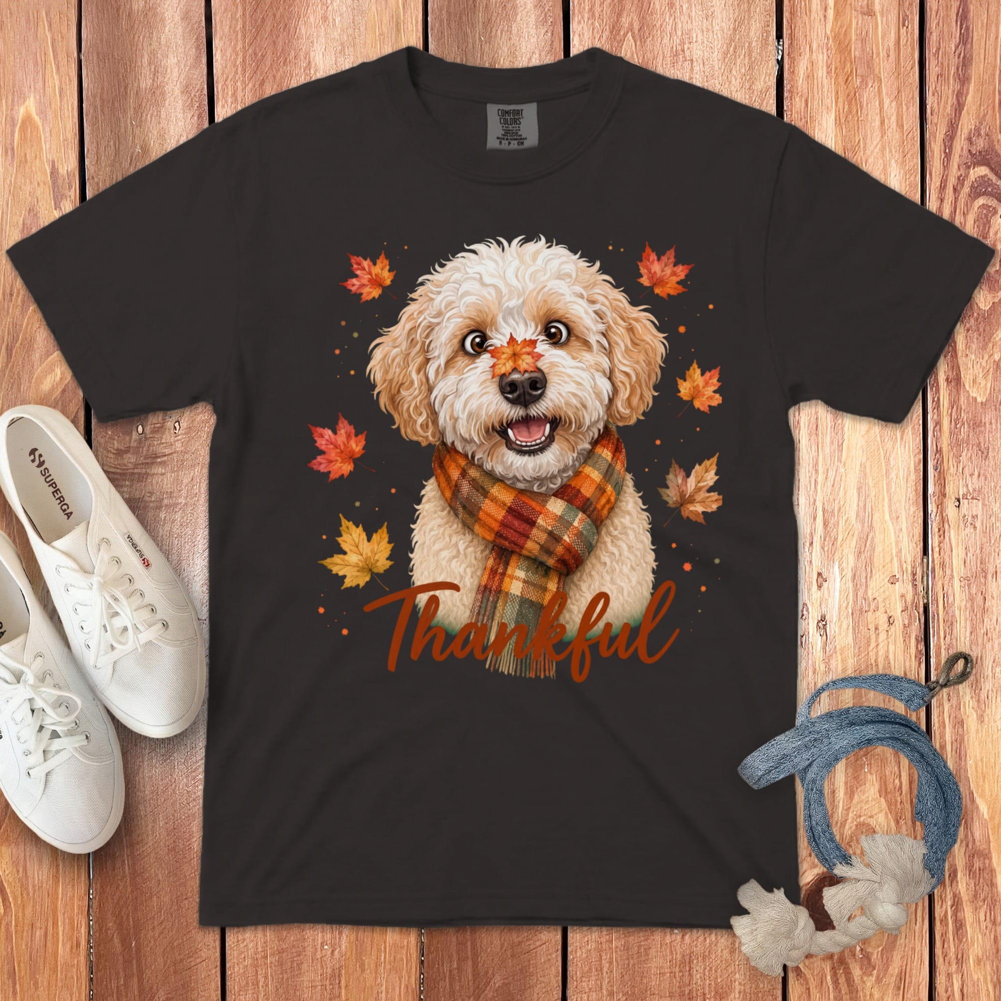 Maltipoo Thankful Signature T-Shirt in Graphite / S by Puppy Jo