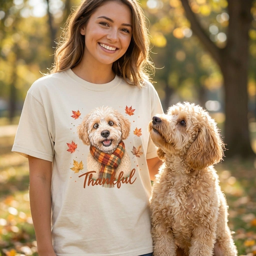Maltipoo Thankful Signature T-Shirt in by Puppy Jo