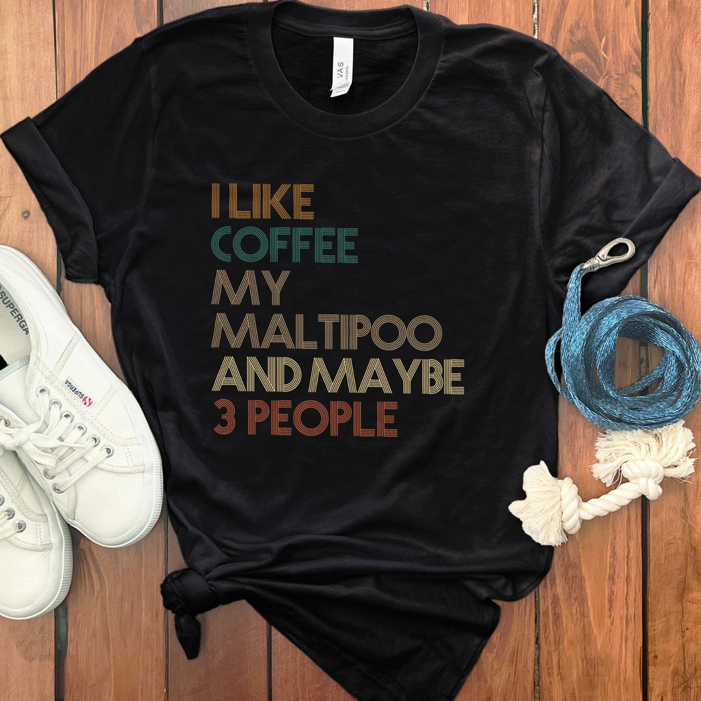 Maltipoo Three People T-Shirt in Black / S by Puppy Jo