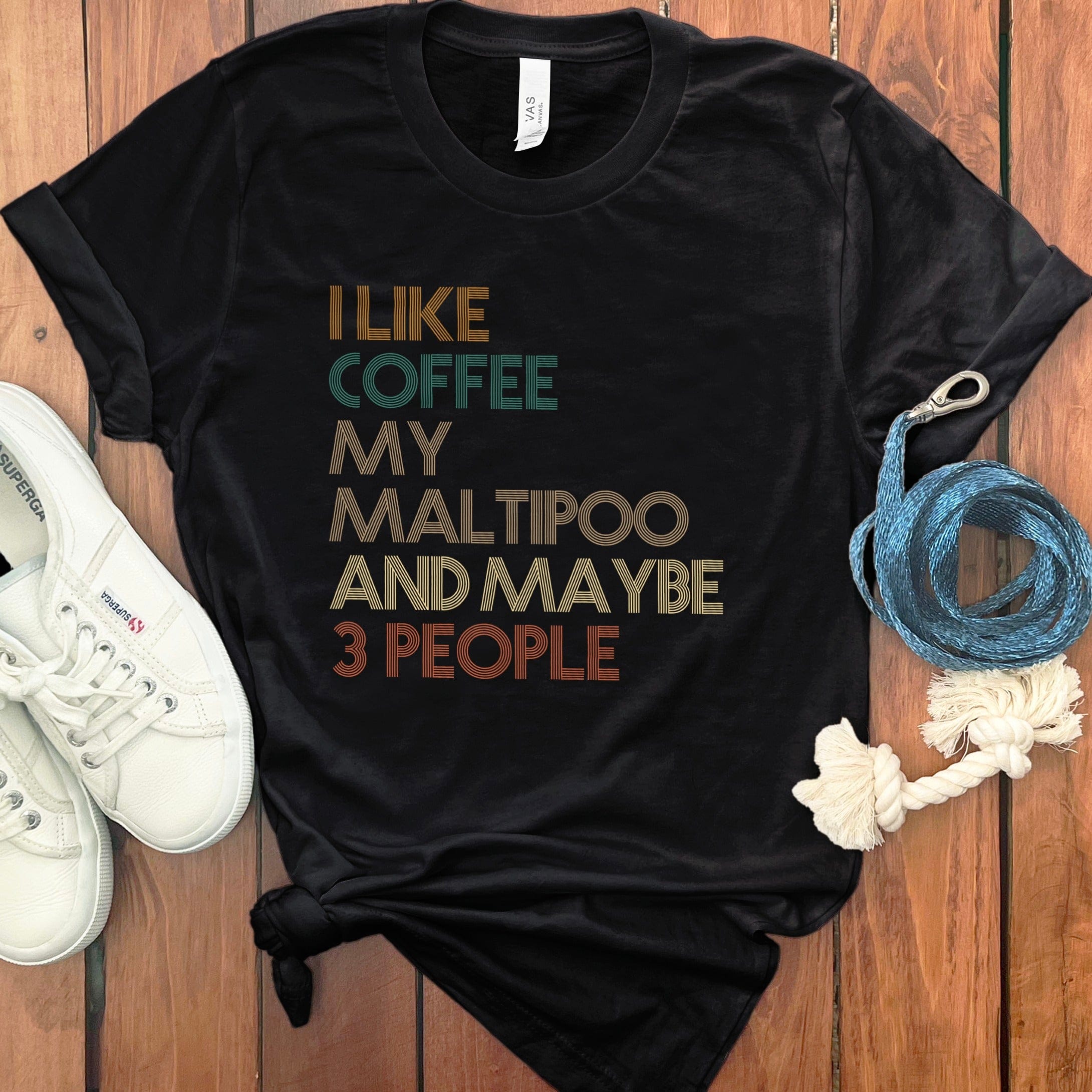Maltipoo Three People T-Shirt in Black / S by Puppy Jo