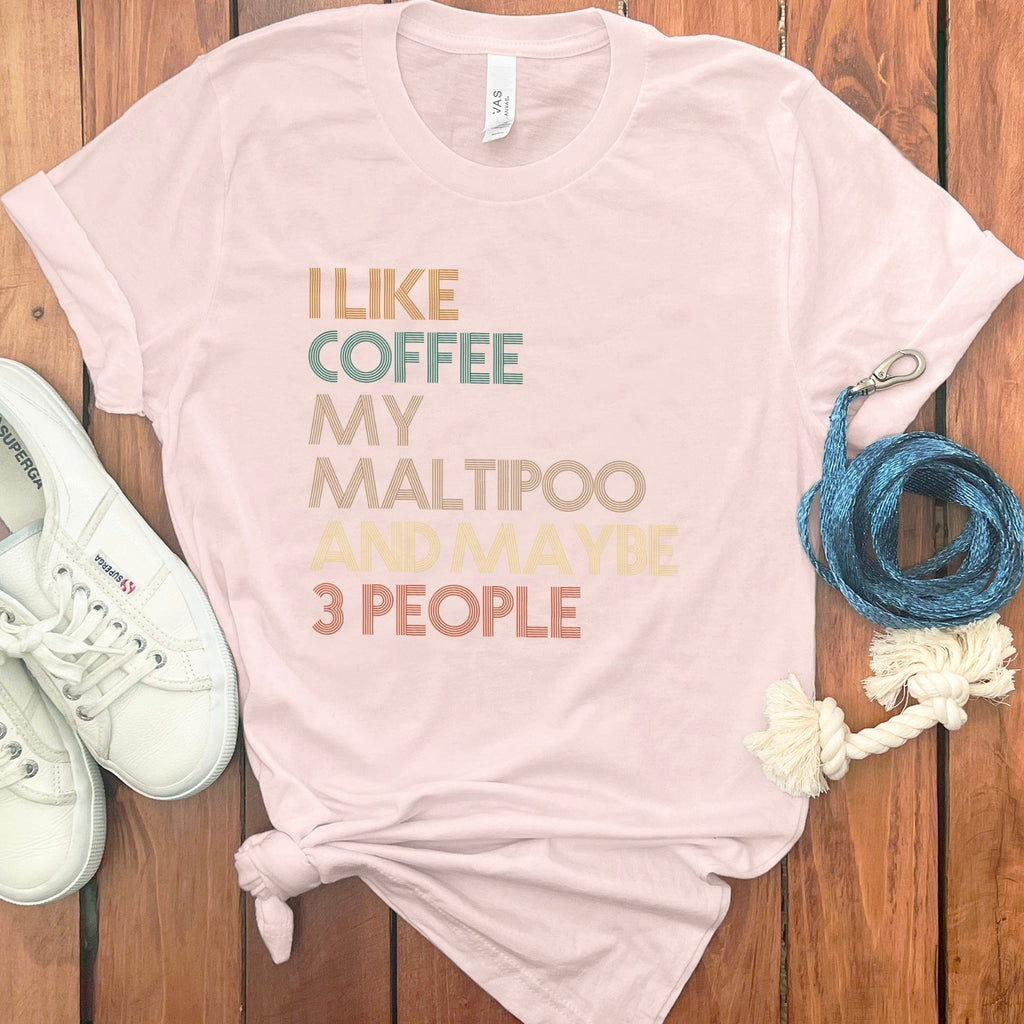 Maltipoo Three People T-Shirt in Soft Pink / S by Puppy Jo