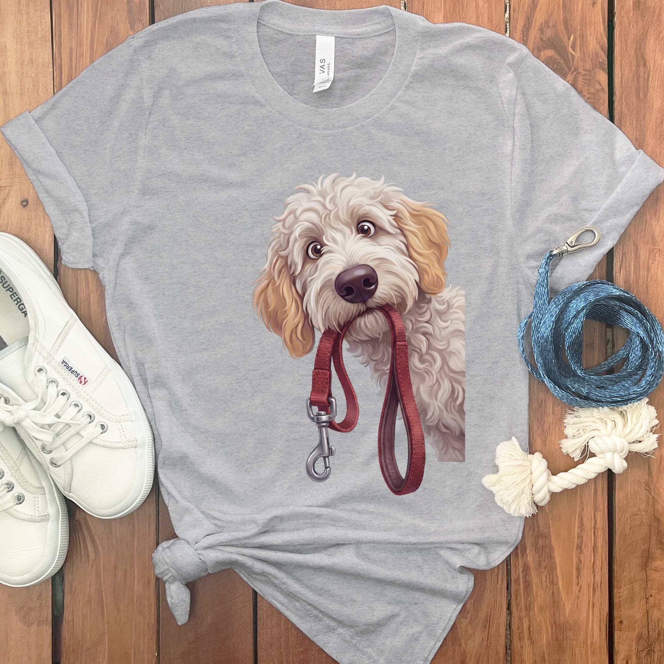 Maltipoo Walk T-Shirt in Athletic Heather / S by Puppy Jo