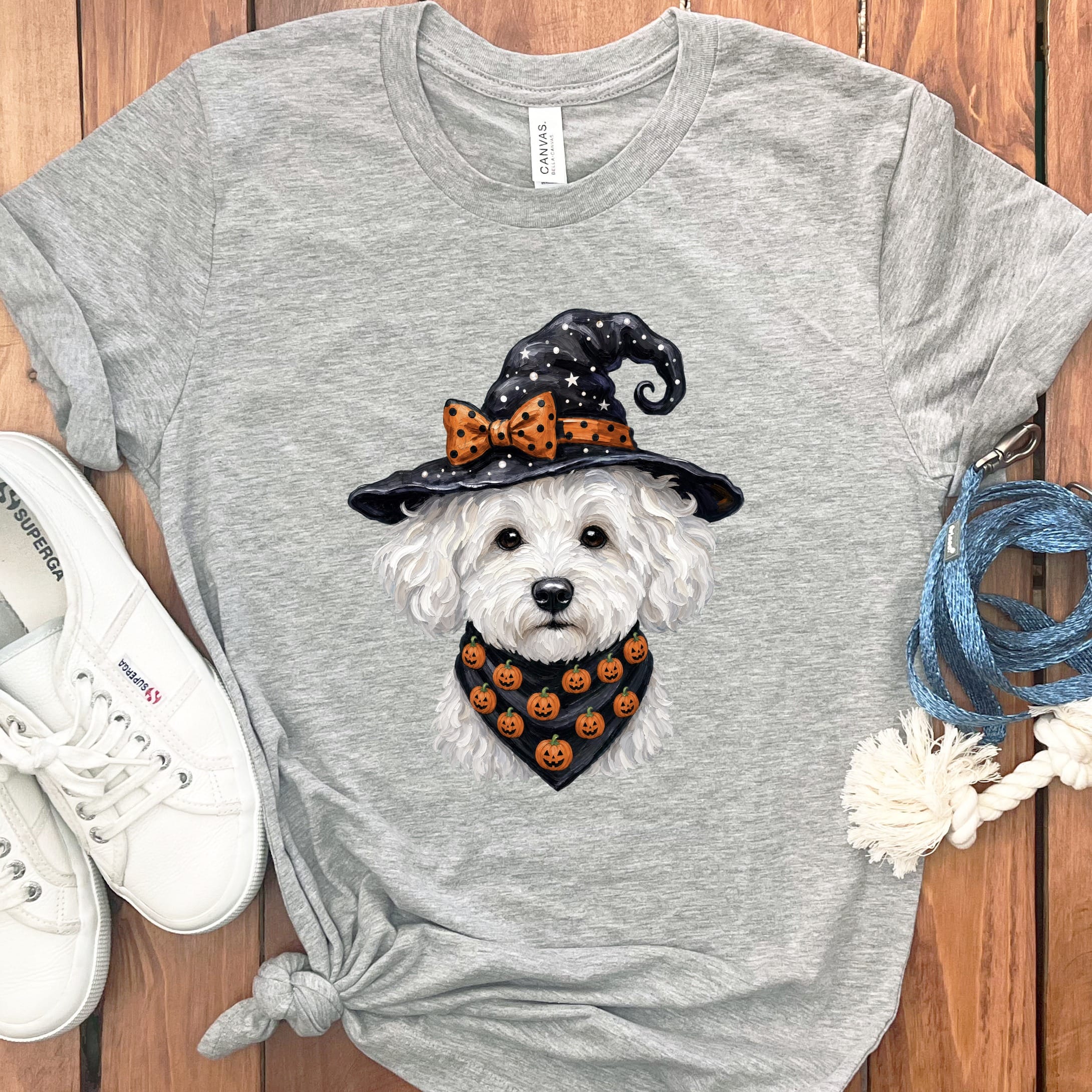 Maltipoo Witch Hat T-Shirt in Athletic Heather / S by MyDesigns