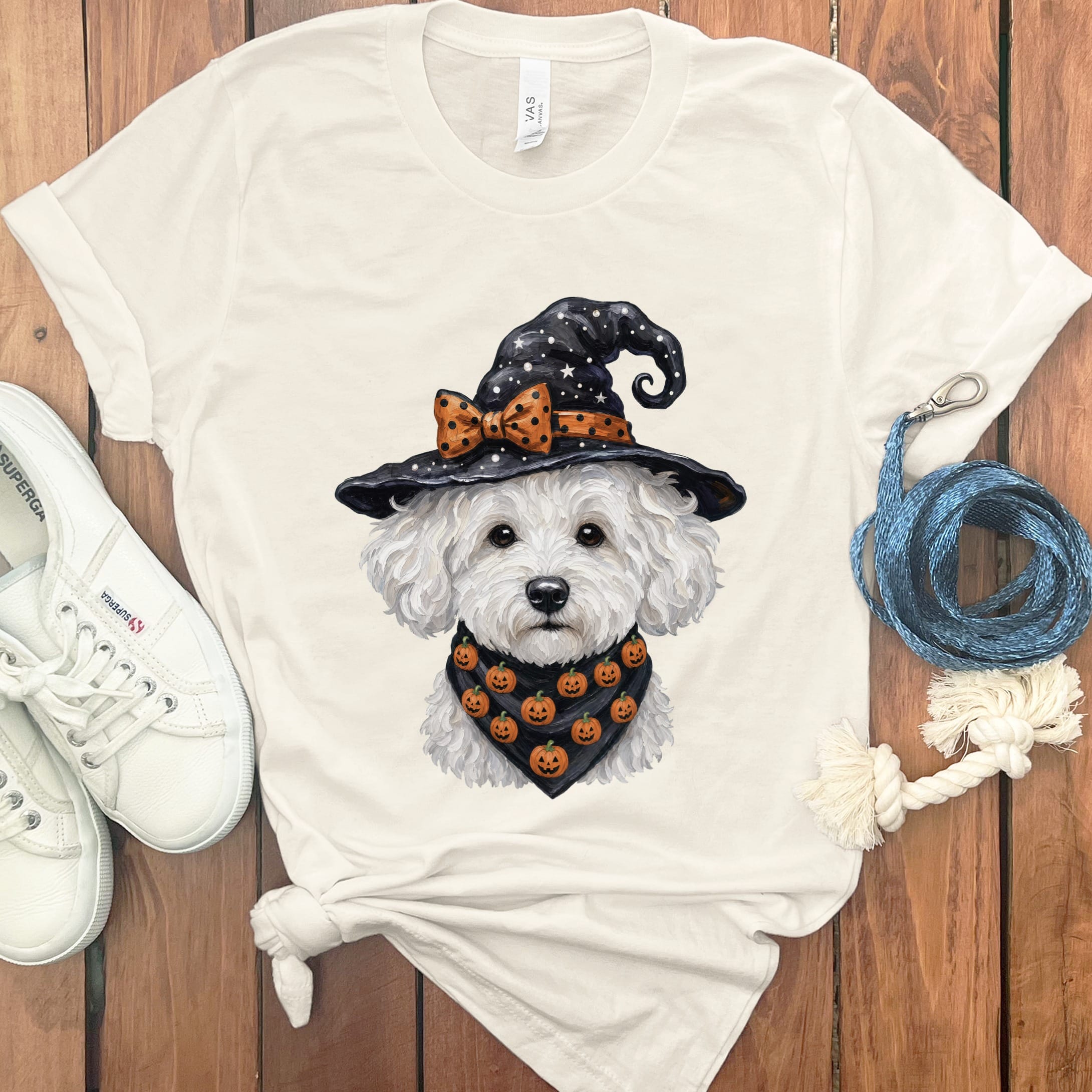 Maltipoo Witch Hat T-Shirt in Natural / S by MyDesigns
