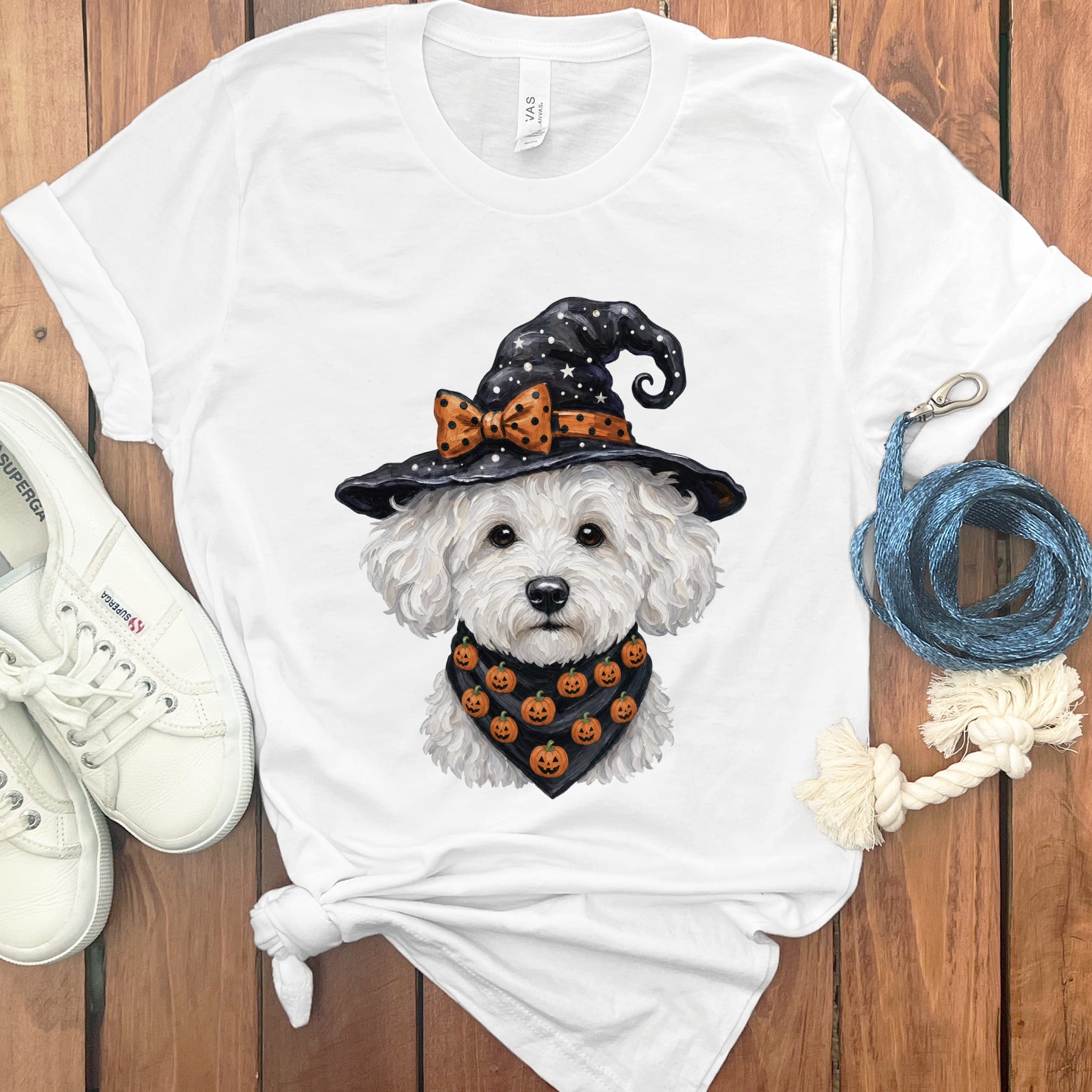 Maltipoo Witch Hat T-Shirt in White / S by MyDesigns