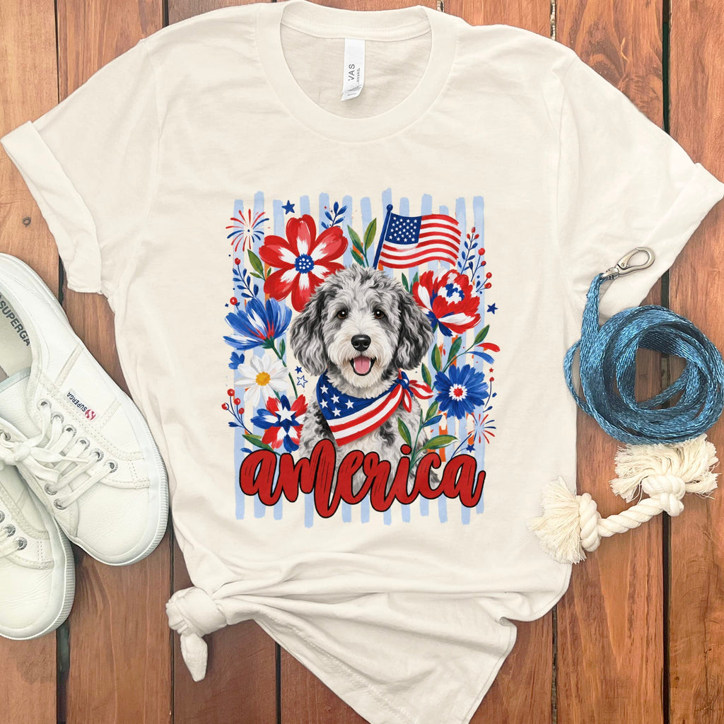 Merle Doodle America T-Shirt in Natural / S by Puppy Jo