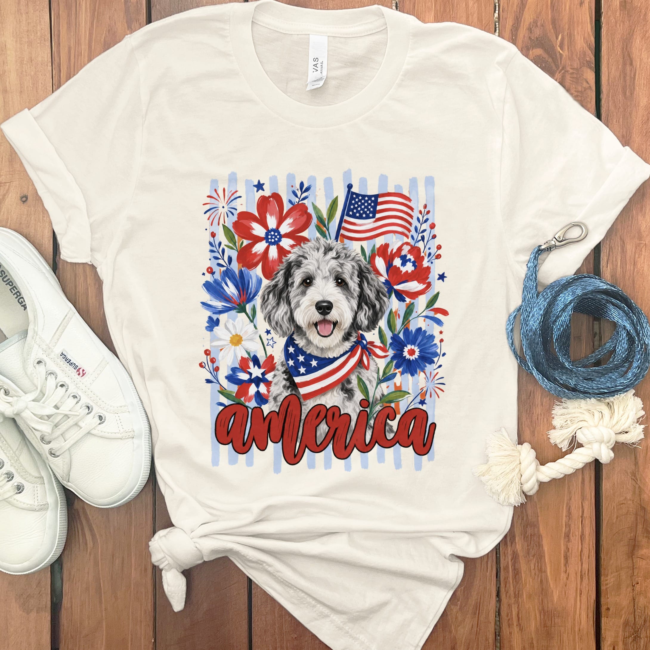 Merle Doodle America T-Shirt in Natural / S by Puppy Jo