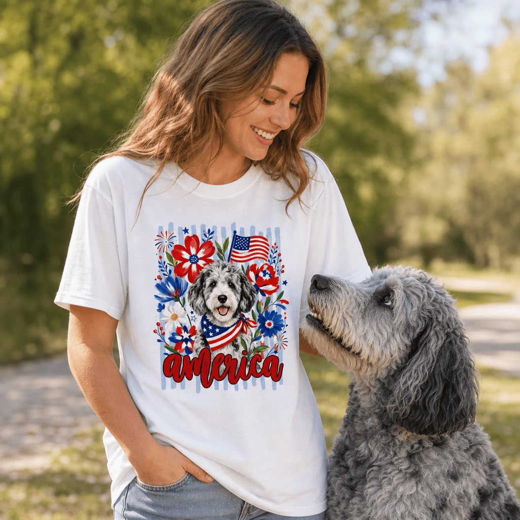 Merle Doodle America T-Shirt in by Puppy Jo