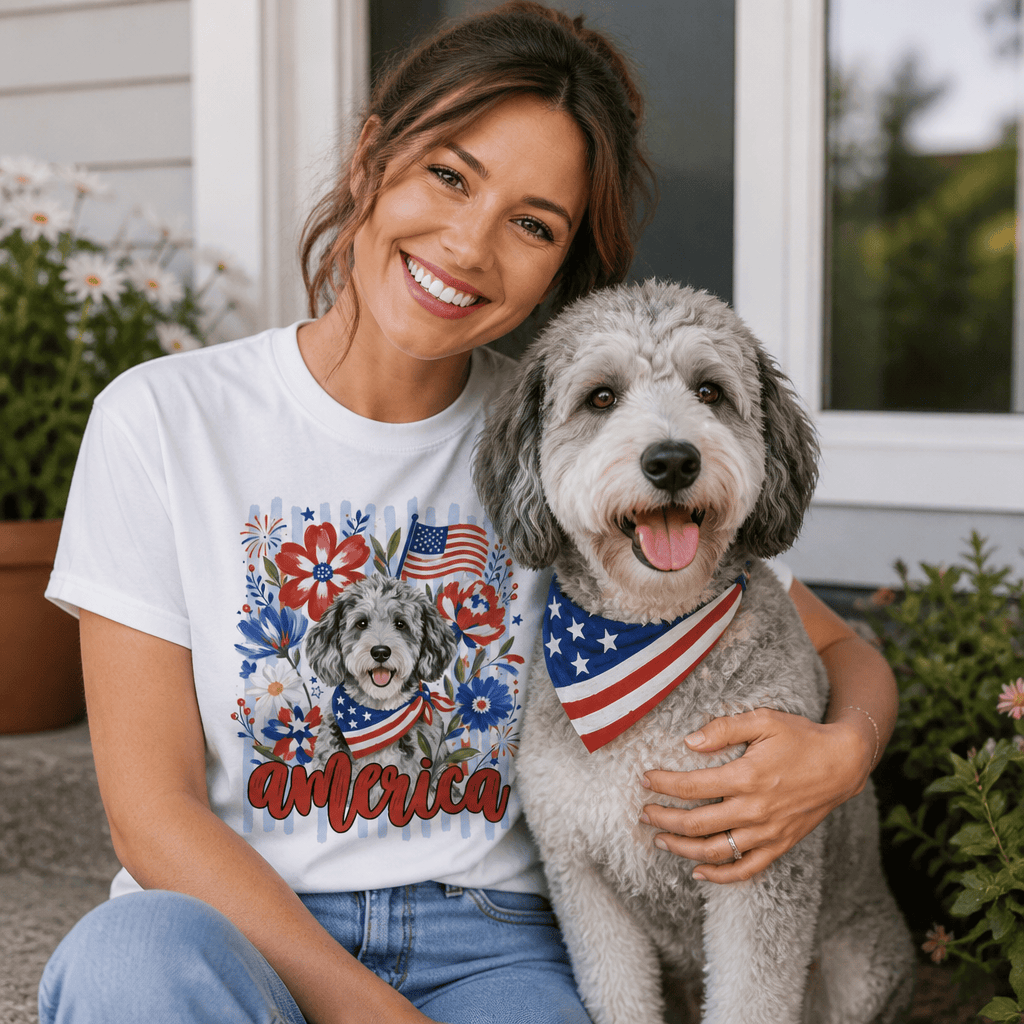 Merle Doodle America T-Shirt in by Puppy Jo