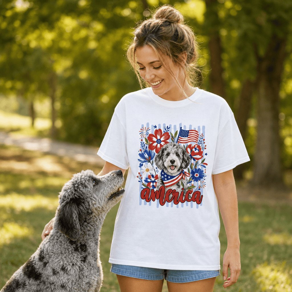 Merle Doodle America T-Shirt in by Puppy Jo