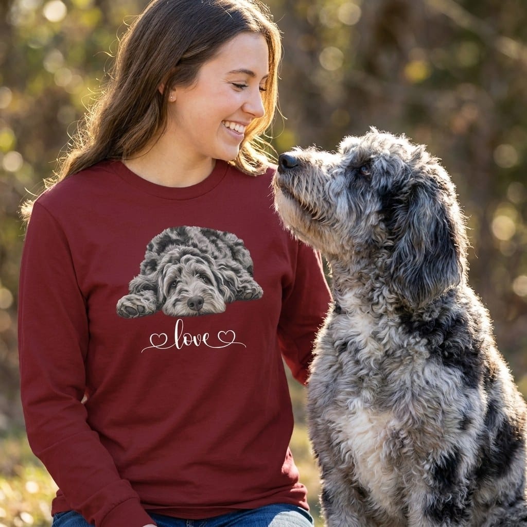 Merle Doodle Heart Long Sleeve T-Shirt in by Puppy Jo