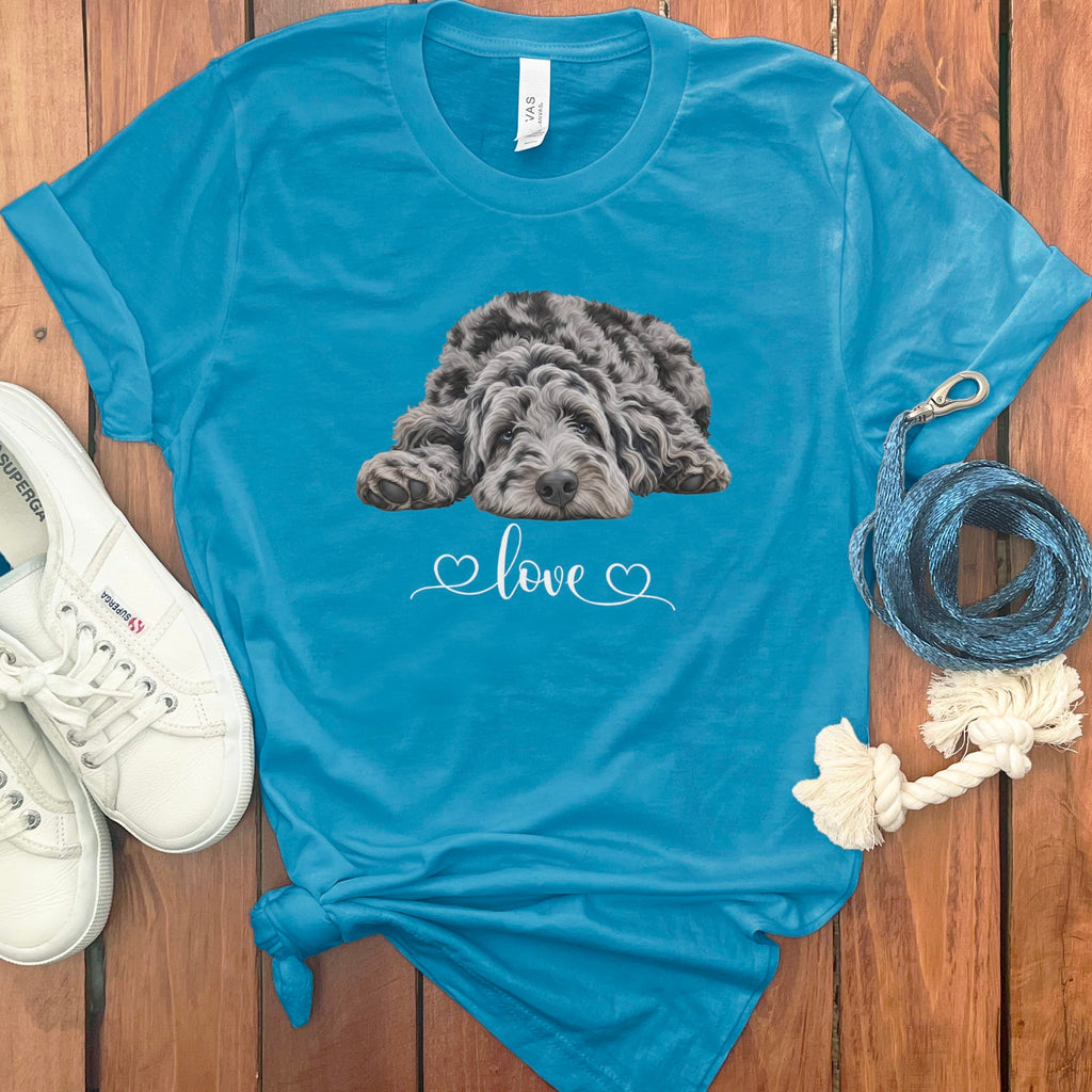 Merle Doodle Heart T-Shirt in Aqua / M by Puppy Jo
