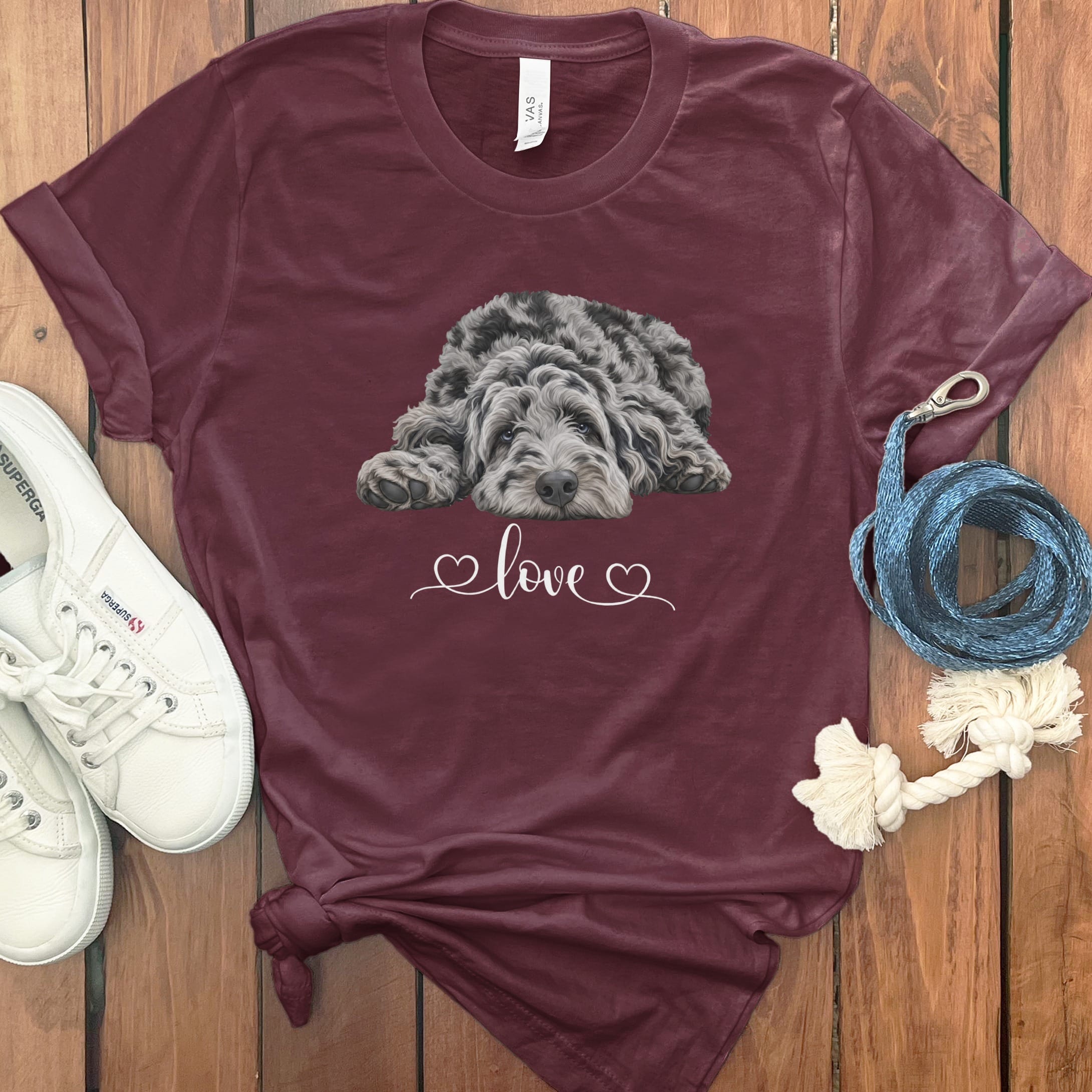 Merle Doodle Heart T-Shirt in Maroon / M by Puppy Jo