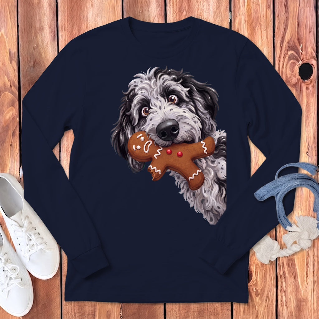 Merle Goldendoodle Cookie Thief Long Sleeve T-Shirt in Navy / S by Puppy Jo