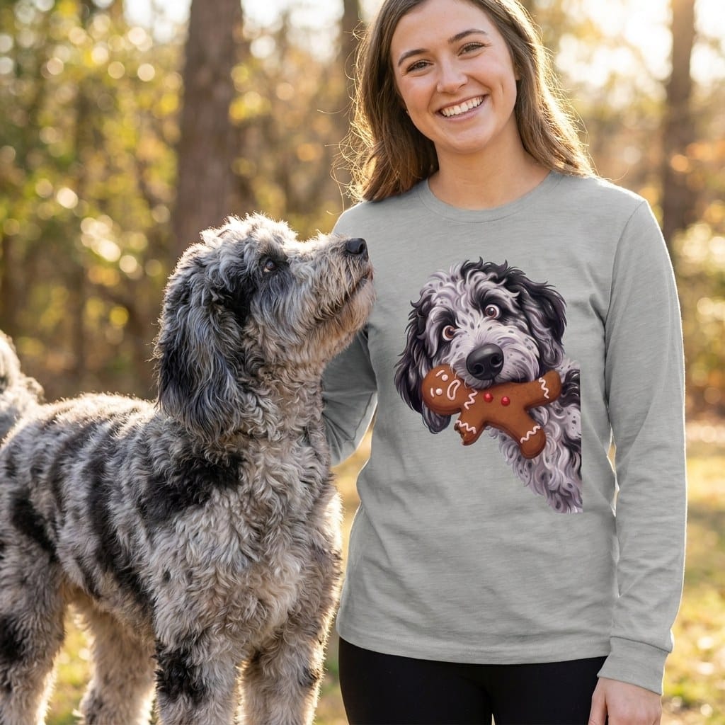 Merle Goldendoodle Cookie Thief Long Sleeve T-Shirt in by Puppy Jo