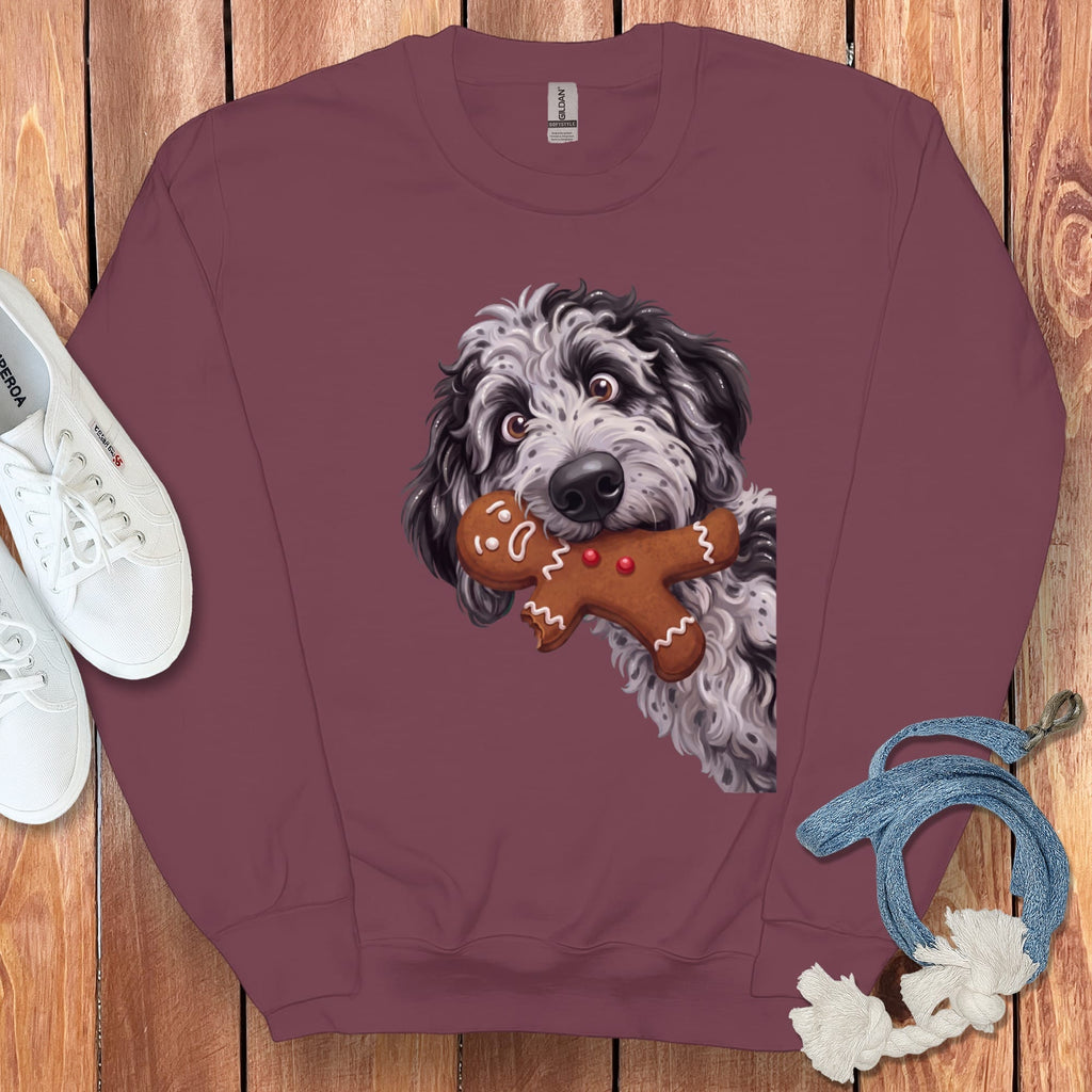 Merle Goldendoodle Cookie Thief Sweatshirt in Maroon / S by Puppy Jo