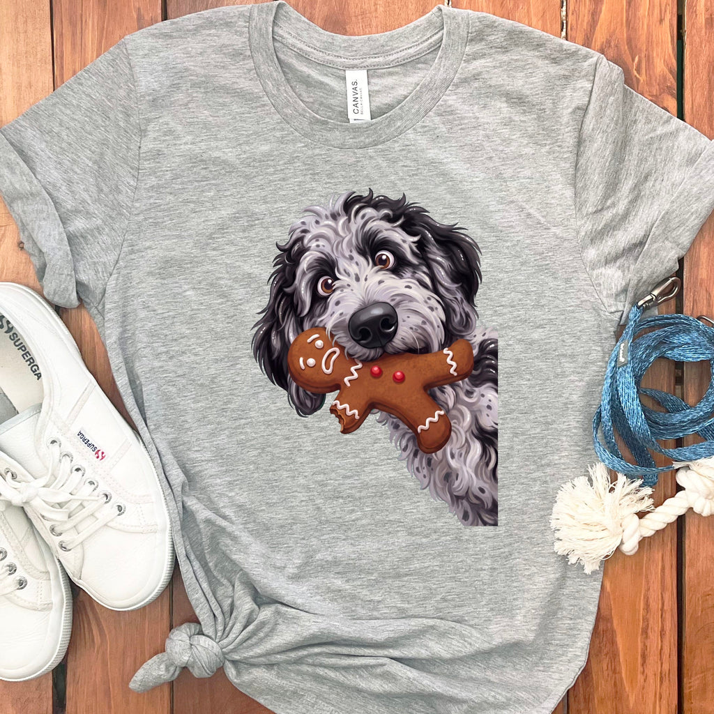 Merle Goldendoodle Cookie Thief T-Shirt in Athletic Heather / S by Puppy Jo