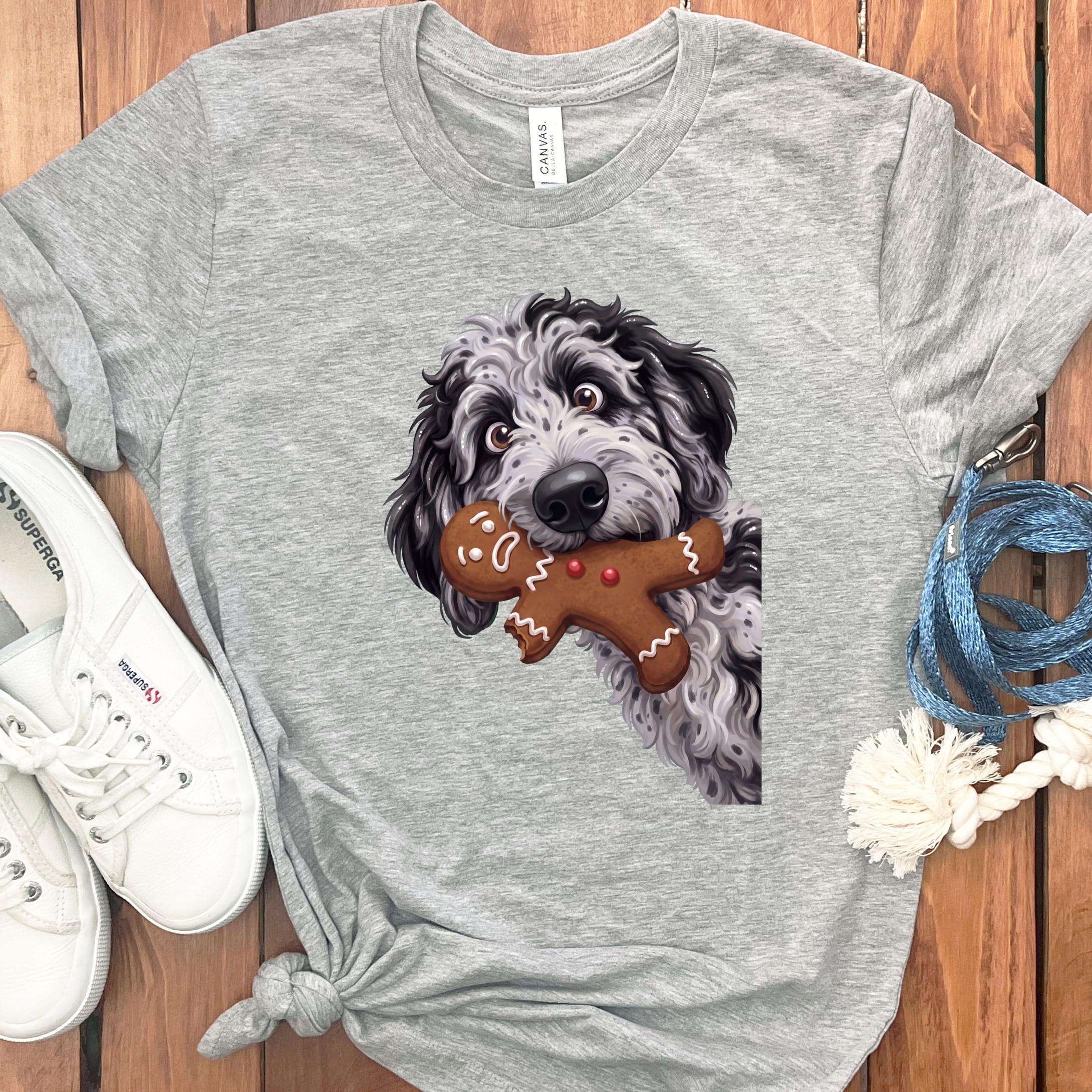 Merle Goldendoodle Cookie Thief T-Shirt in Athletic Heather / S by Puppy Jo