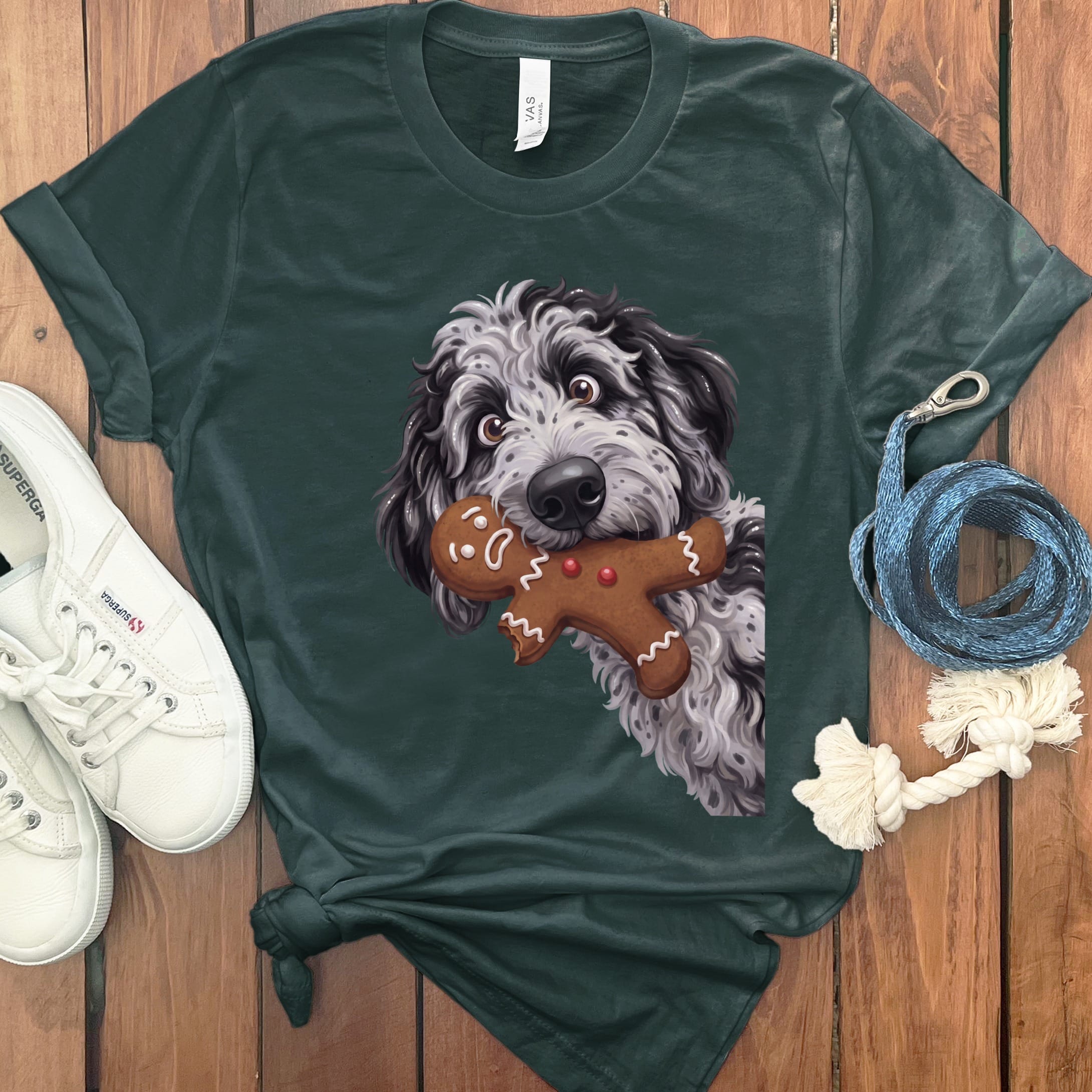 Merle Goldendoodle Cookie Thief T-Shirt in Forest / S by Puppy Jo