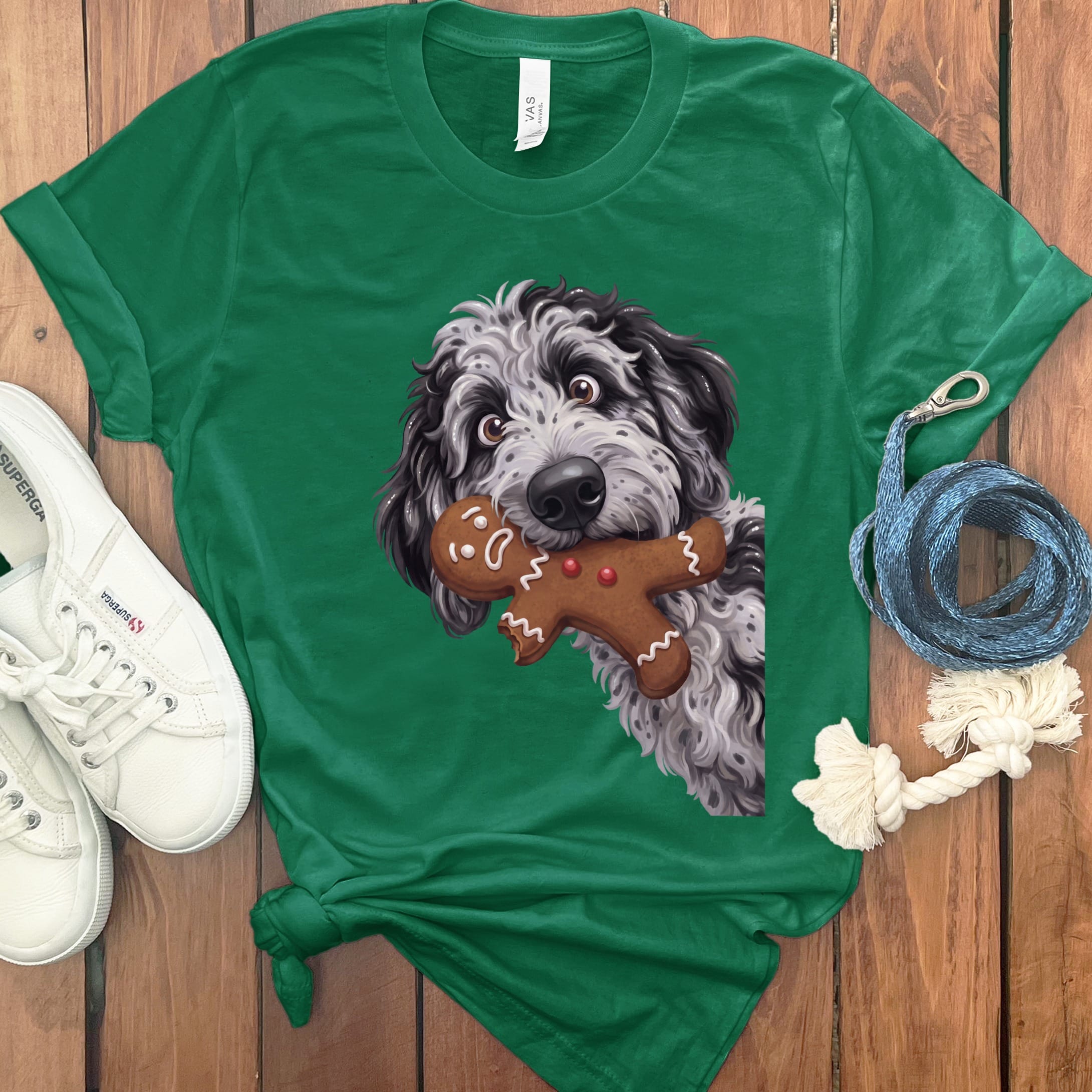 Merle Goldendoodle Cookie Thief T-Shirt in Kelly / S by Puppy Jo