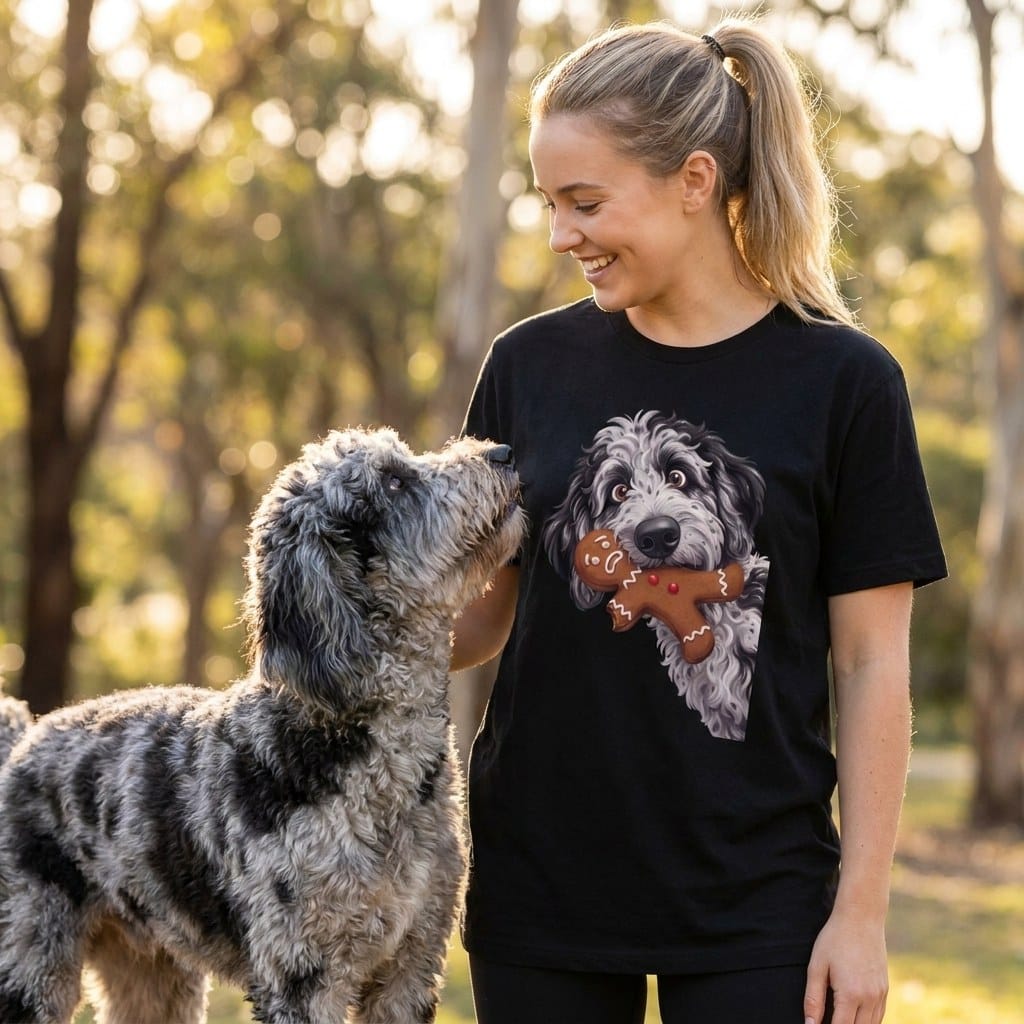 Merle Goldendoodle Cookie Thief T-Shirt in by Puppy Jo