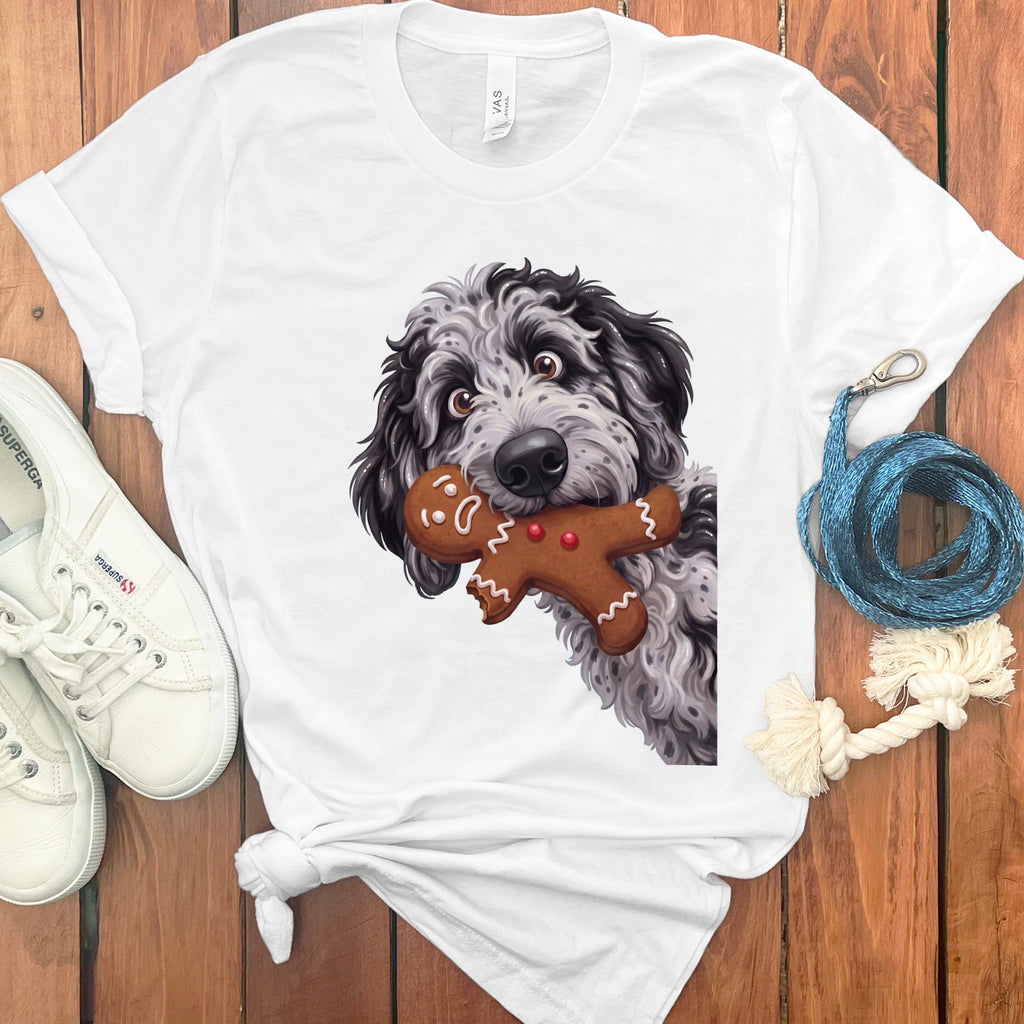 Merle Goldendoodle Cookie Thief T-Shirt in White / S by Puppy Jo