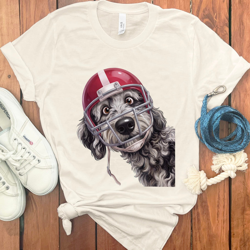 Merle Goldendoodle Football Helmet T-Shirt in Natural / S by Puppy Jo