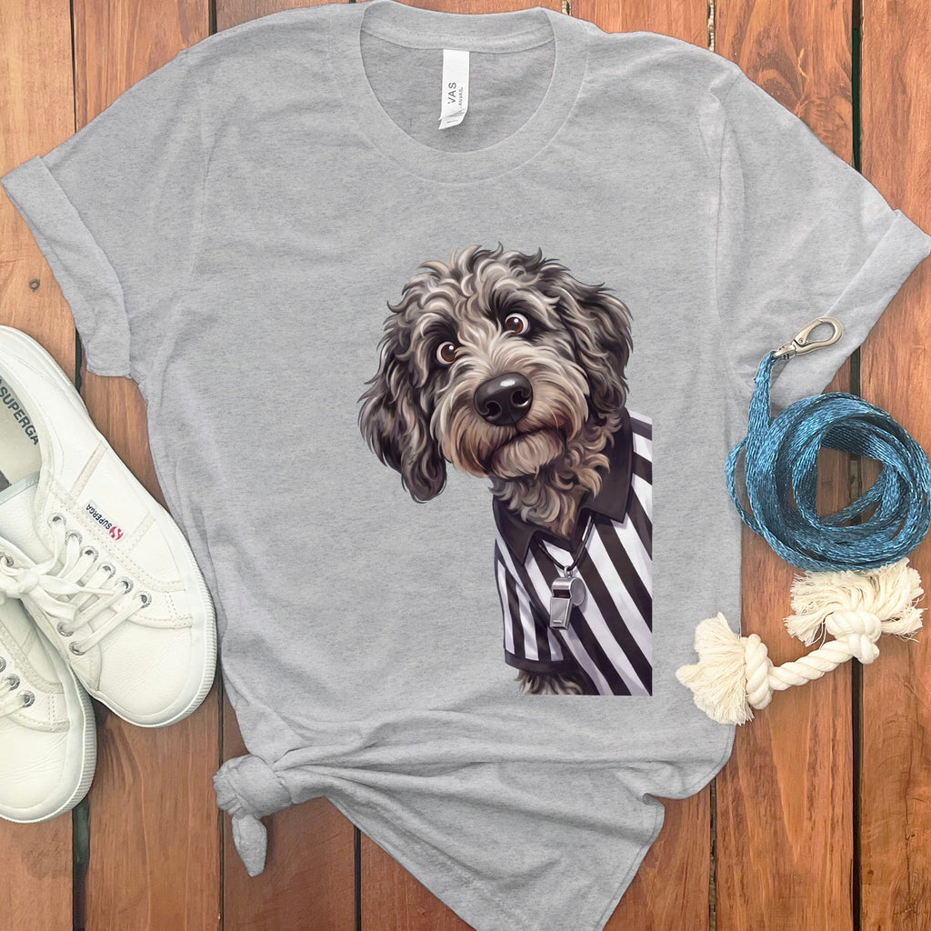 Merle Goldendoodle Football Referee T-Shirt in Athletic Heather / S by Puppy Jo