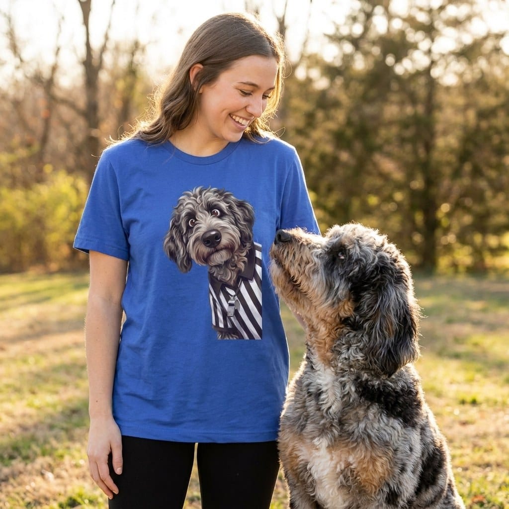 Merle Goldendoodle Football Referee T-Shirt in by Puppy Jo