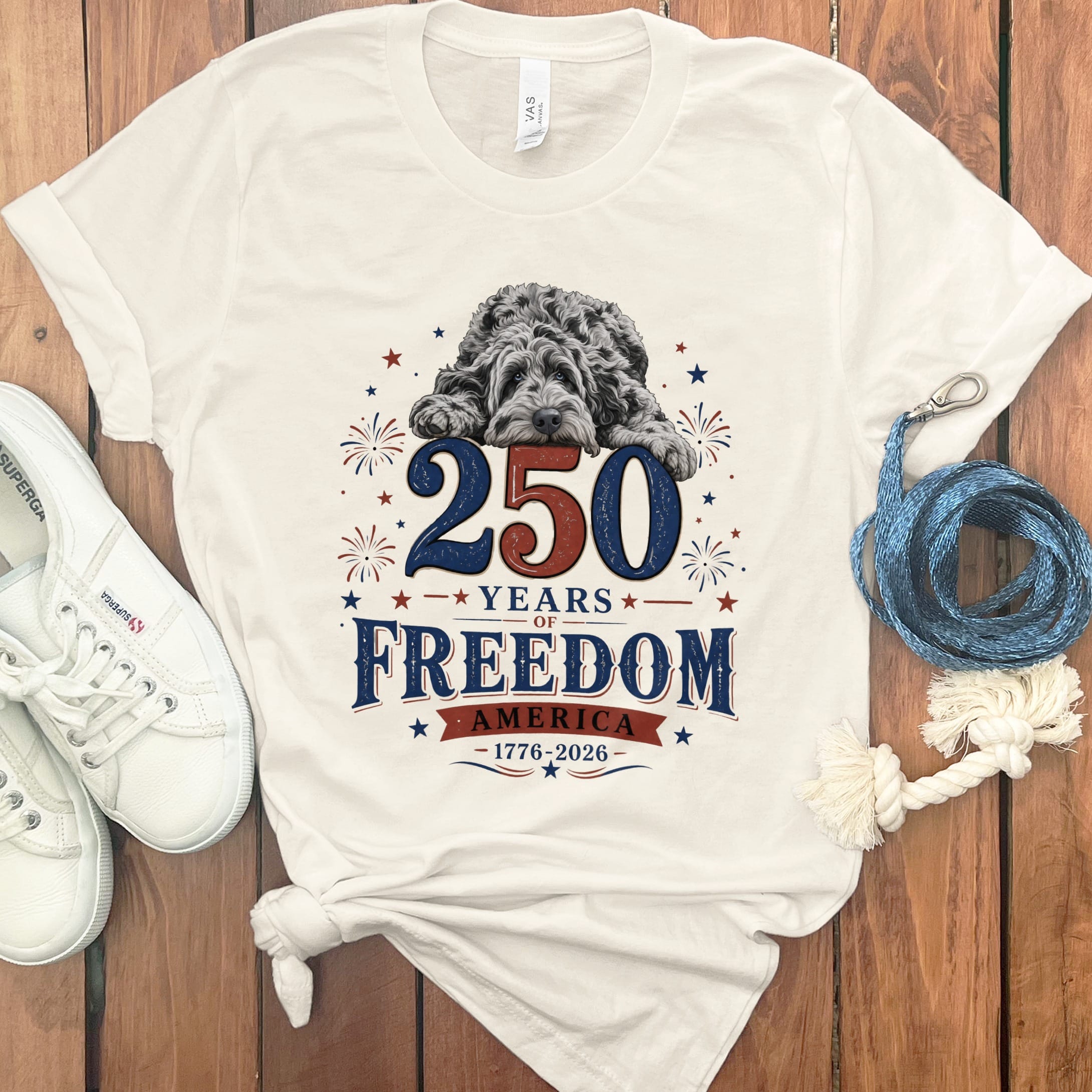Merle Goldendoodle Freedom T-Shirt in Natural / M by Puppy Jo