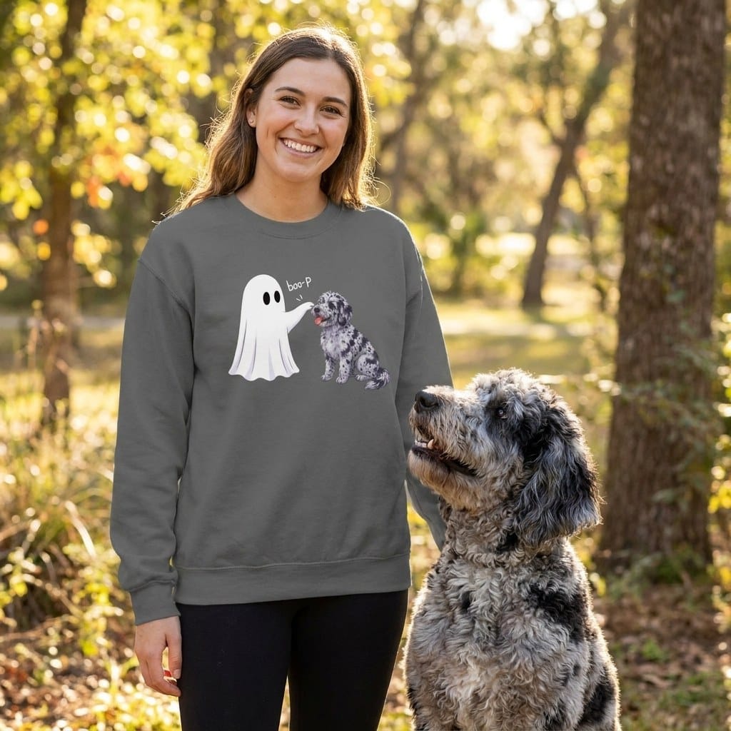 Merle Goldendoodle Ghost Boop Sweatshirt in by Puppy Jo