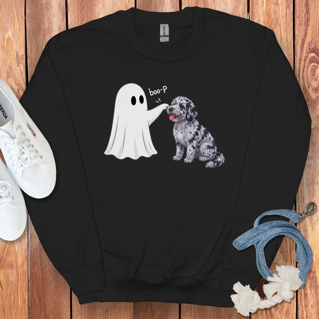 Merle Goldendoodle Ghost Boop Sweatshirt in S / Black by Puppy Jo