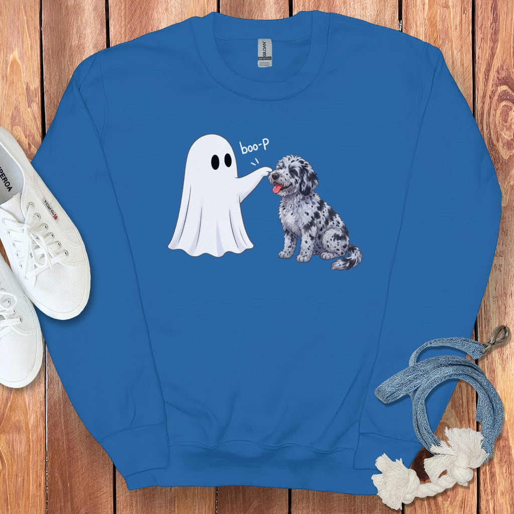 Merle Goldendoodle Ghost Boop Sweatshirt in S / Royal by Puppy Jo