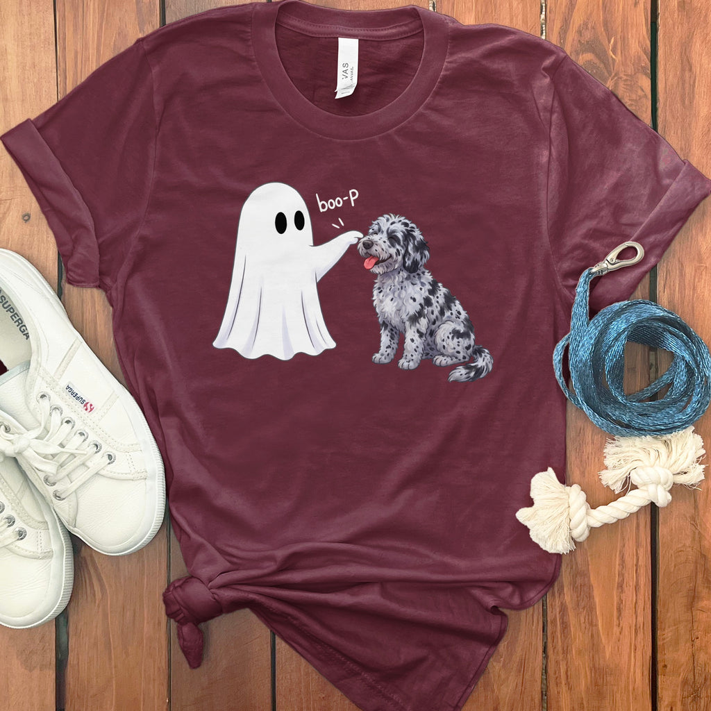 Merle Goldendoodle Ghost Boop T-Shirt in Maroon / S by Puppy Jo